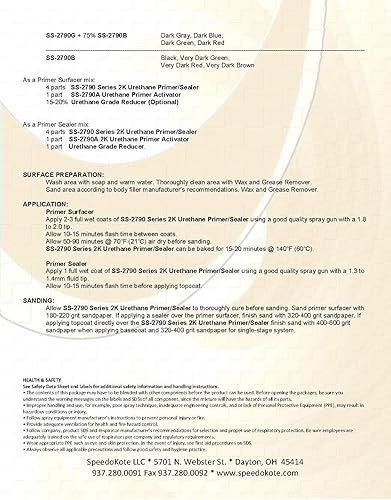 Miniatura 3 de Speedokote SS-2790G-Q/SS-2790A-8 Super Fill High Build Primer GRIS. Para California, Delaware o Maryland, pide SMR-221 40 onzas líquidas