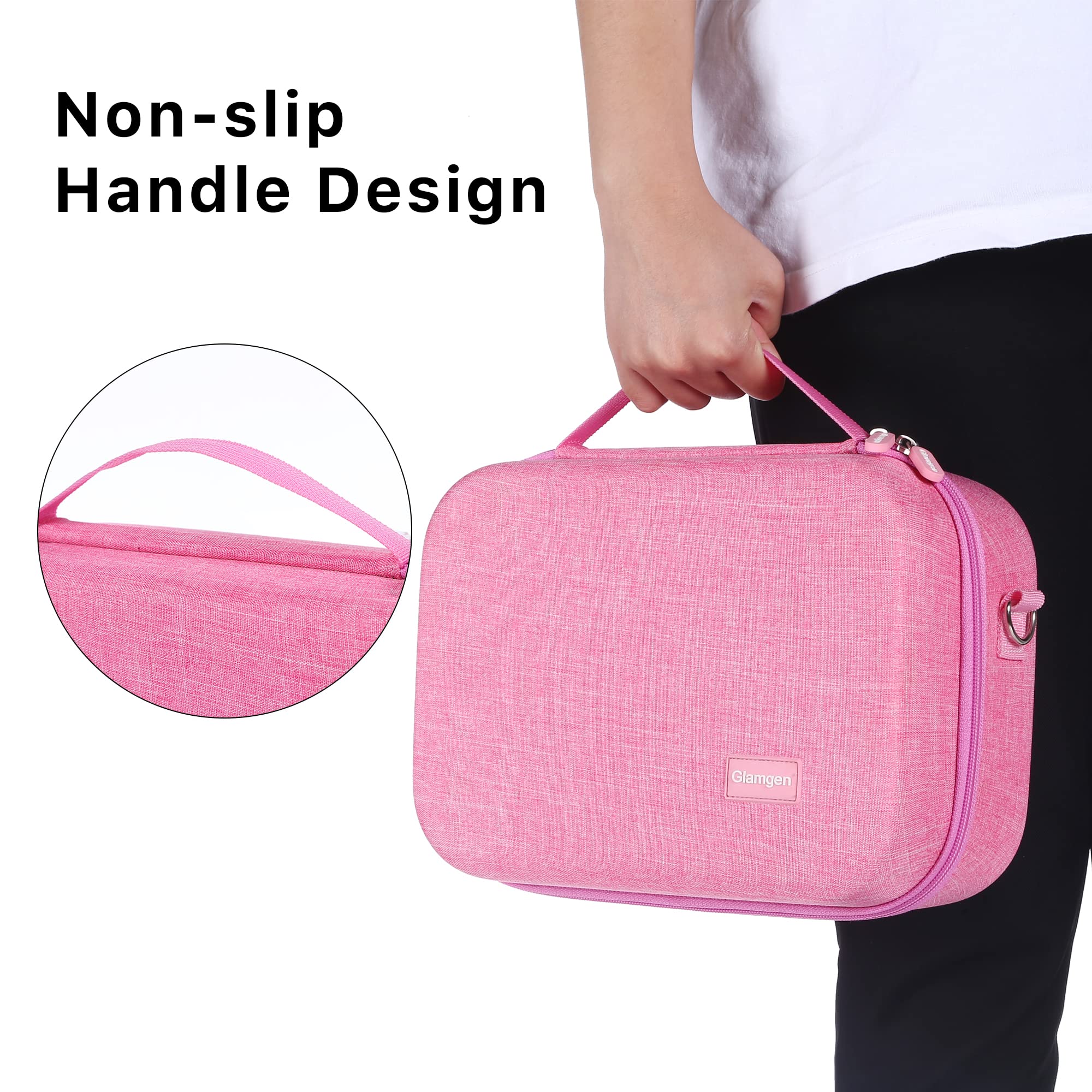 Glamgen Custodia da trasporto per Nintendo Switch, grande custodia per Nintendo Switch, custodia da viaggio portatile con 16 carte da gioco per controller e accessori, rosa