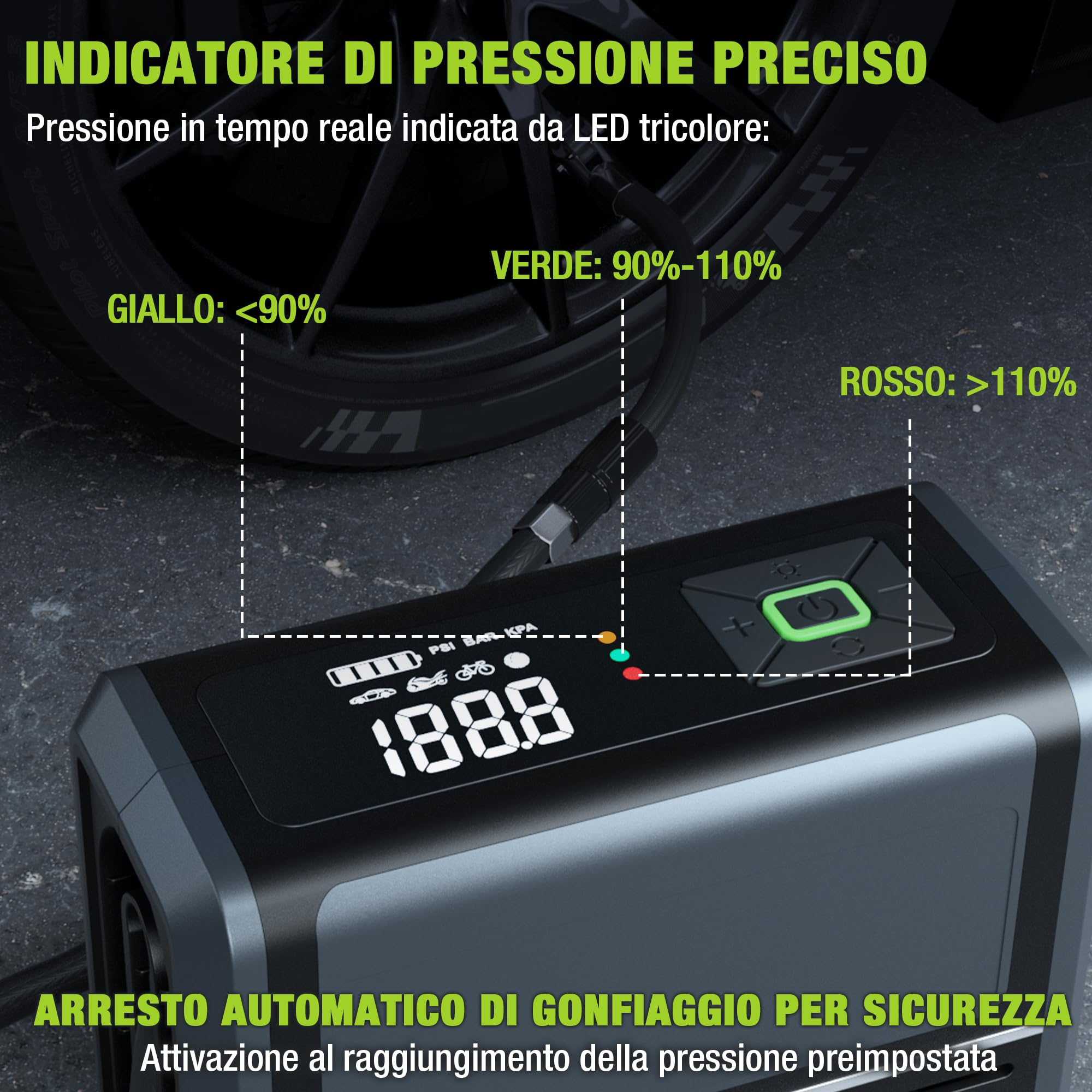 WORKPRO Compressore Aria Portatile 3-in-1 | con LED, Powerbank