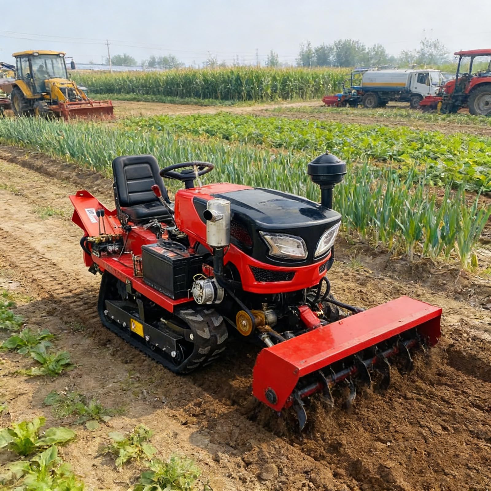 Rototiller, kompaktowy glebak gąsienicowy do ogrodu, gospodarstwa i szklarni | Mini kultywator do ogrodu warzywnego, sadu i trawnika, charakteryzuje się stabilną pracą, głębokim kopaniem i łatwą obsługą