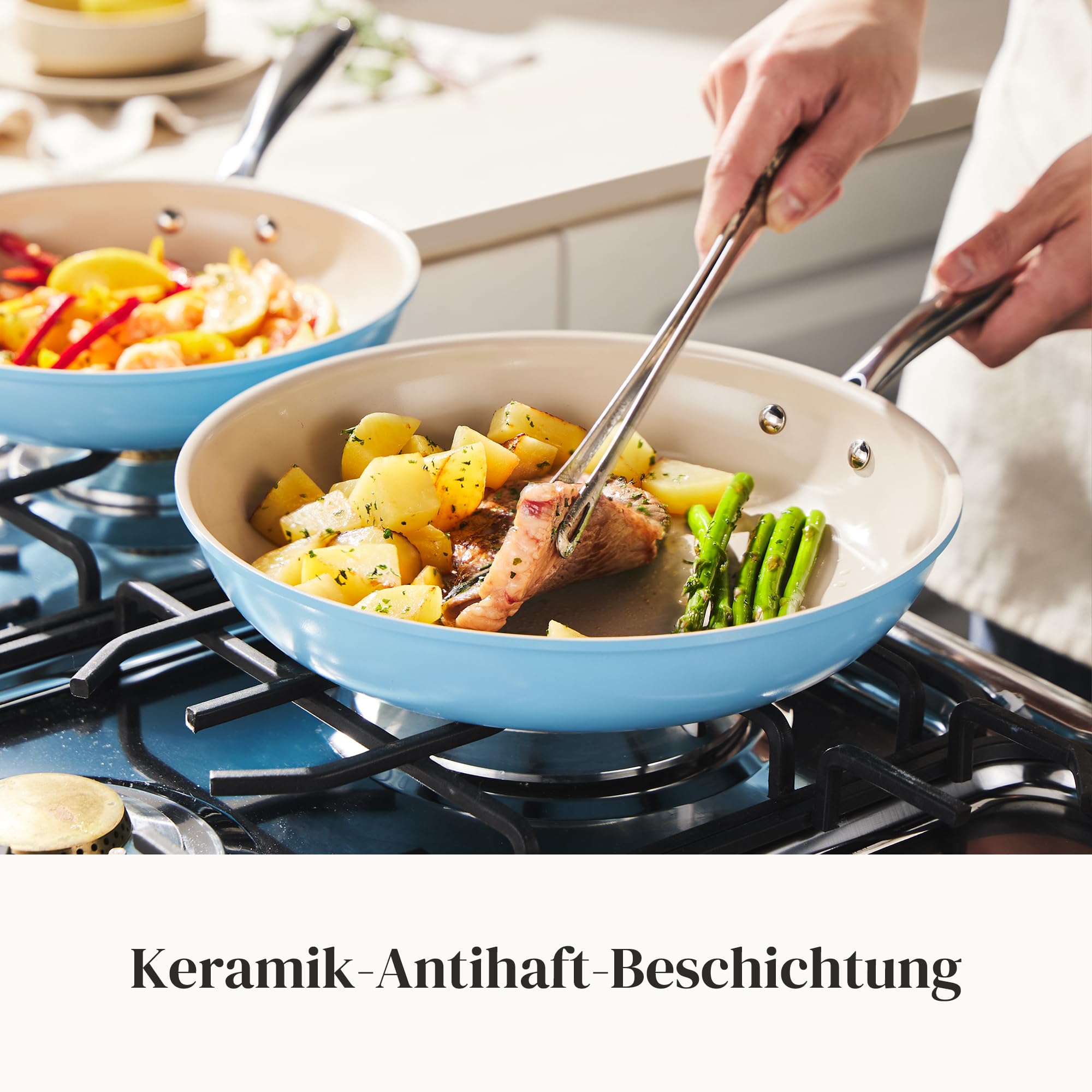 Redchef Set di pentole in ceramica, a induzione, 6 pezzi, rivestimento antiaderente, 20/24/28 cm, per tutte le fonti di calore, senza PTFE, senza PFAS, senza PFOA, adatto per induzione, utilizzabile