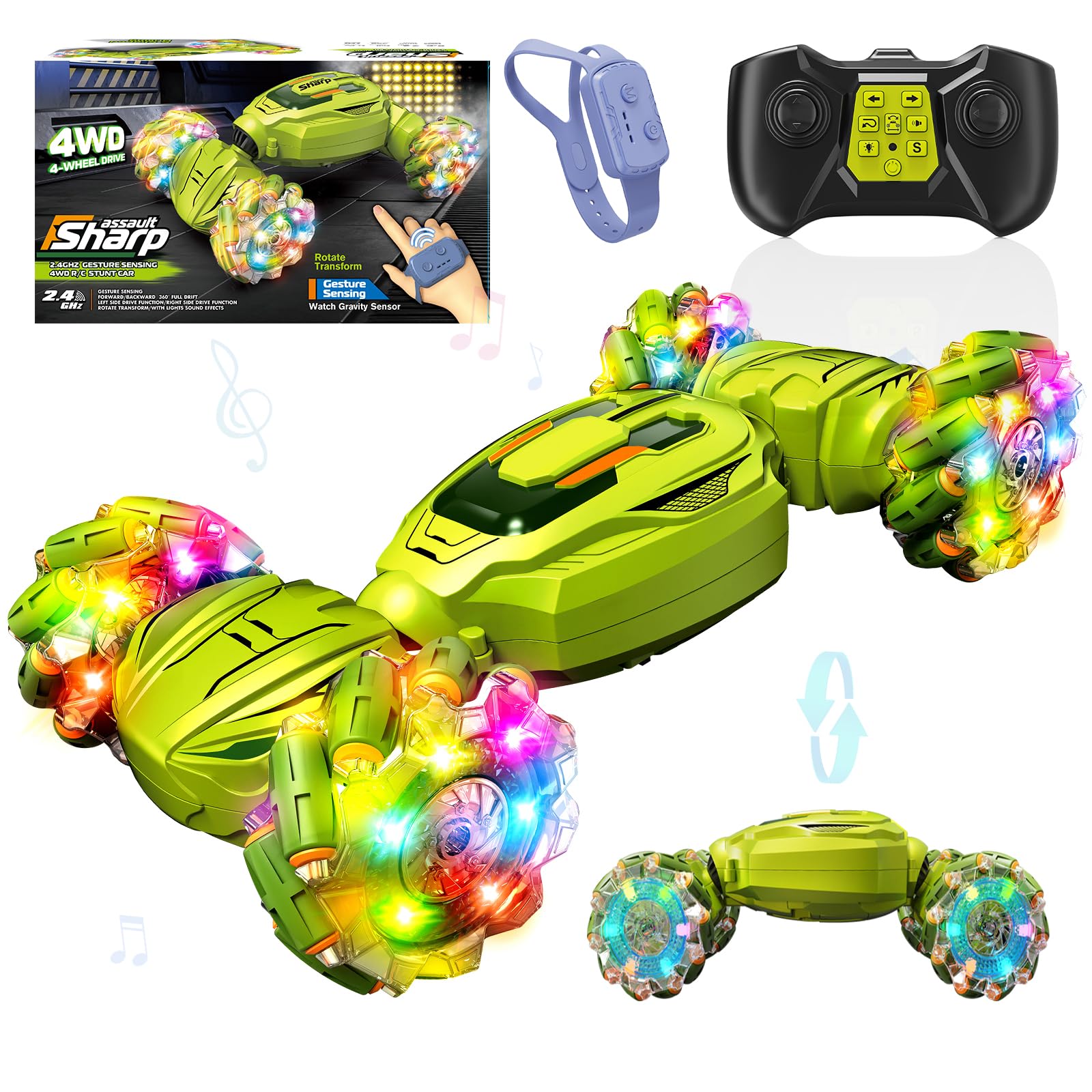 Sponsored Ad - Gesture Sensing Stunt Remote Control Car - 2.4GHz 360Β° Rotating 4WD Transform RC Car, Birthday Gift for Boys 6 7 8+ Year Old