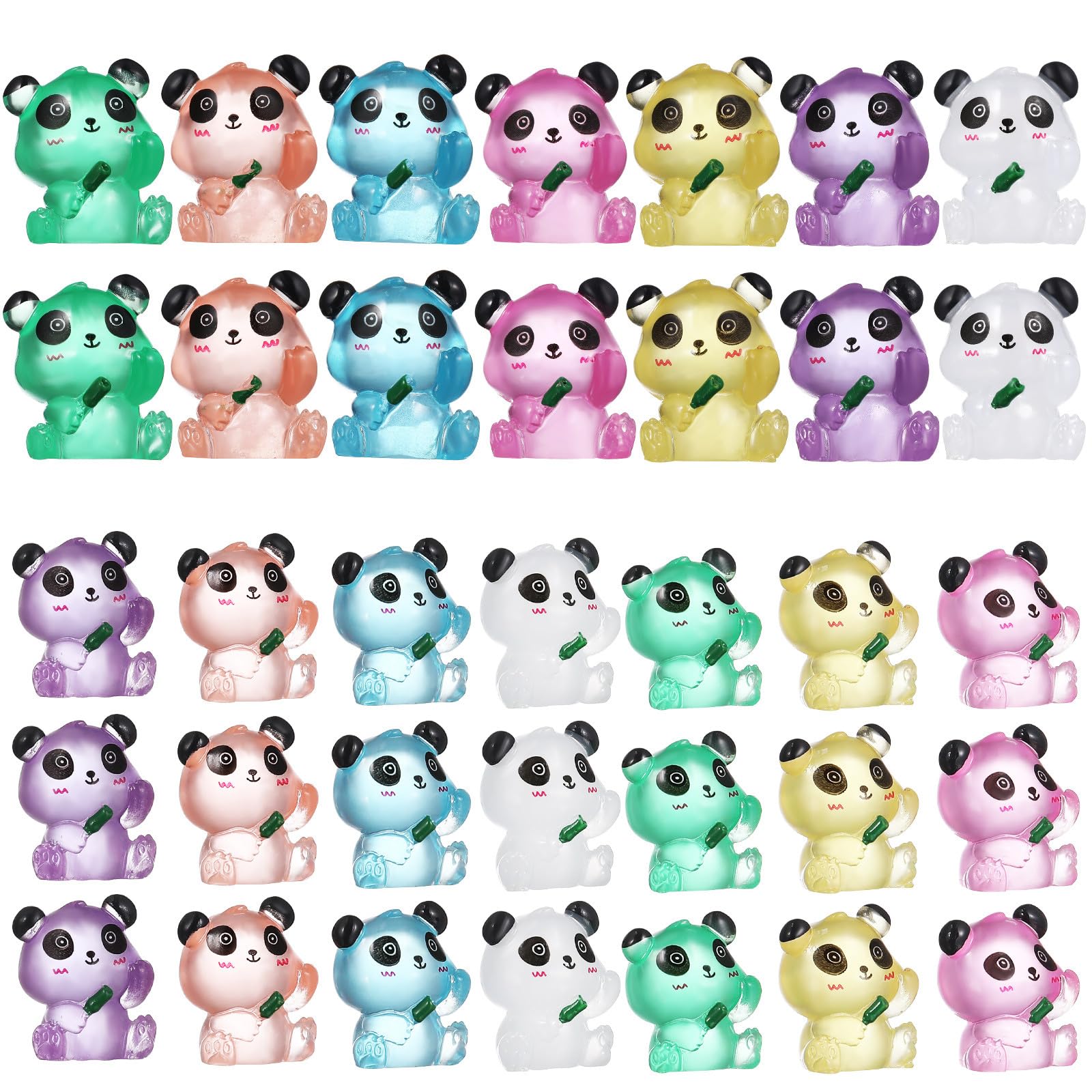 Mini Pandas en Résine Luminescents : Figurines Haute Durabilité pour Ambiance Nocturne