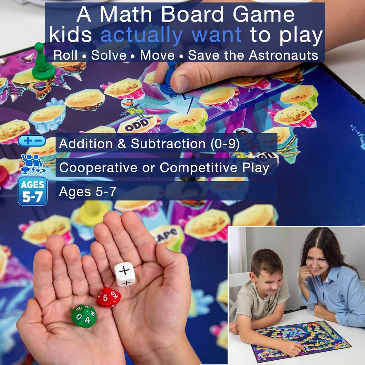 Sums in Space - Addition and Subtraction Games - Kindergarten and First Grade Educational Math Games for Kids 5-7 - Image 2