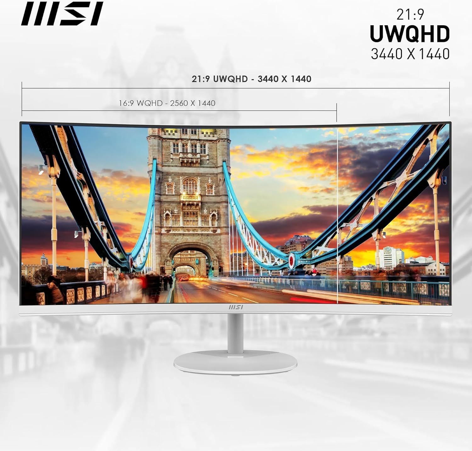 MSI Monitorius PRO MP341CQW 34 Inch VA UWQHD Curved 100Hz 4ms 2xHDMI2.0 DP Speakers