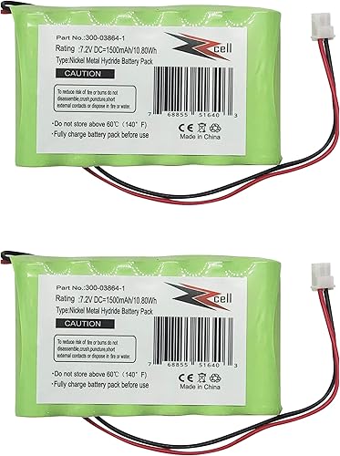 Miniatura 1 de Paquete de 2 baterías ZZcell para Honeywell Alarm 300-03864-1, Lynx L3000, Lynx L5000, Lynx L5100, ADEMCO 300-03865, 7.2V, 1500mAh (Nota comprueba
