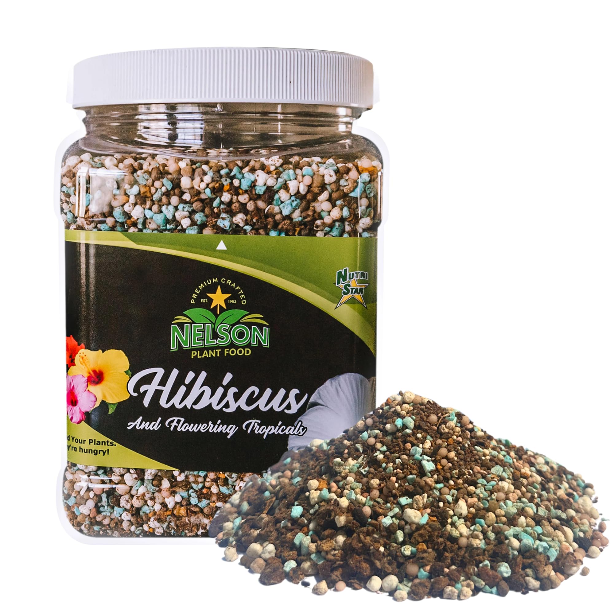 NELSON PLANT FOOD NutriStar Hibiskus und blühende Tropicals im Bodenbehälter, für drinnen und draußen, Granulat-Dünger, 0,9 kg