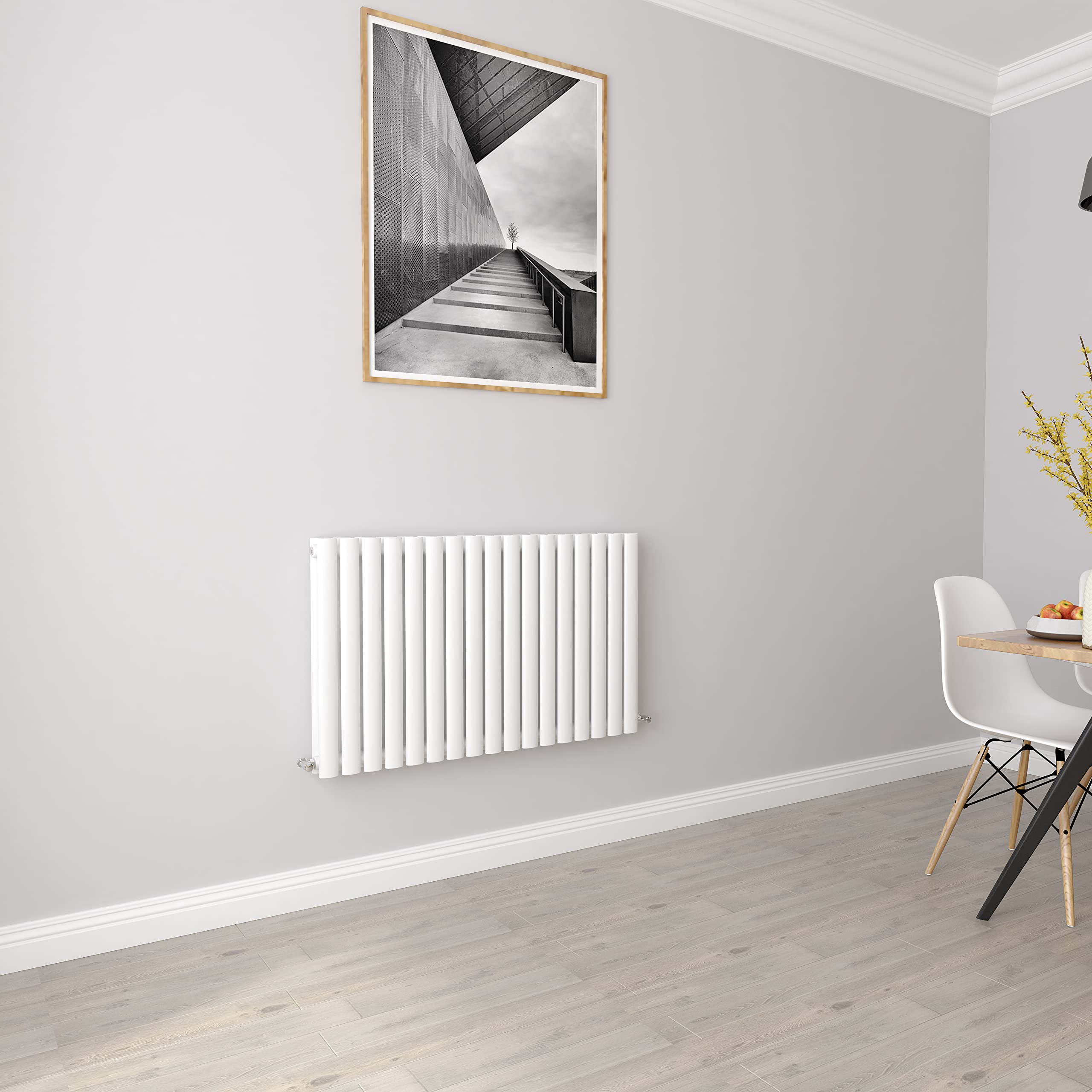 Biubiubath White Oval Radiators Horizontal Double Designer Radiator 600X1003mm Central Heating Radiators