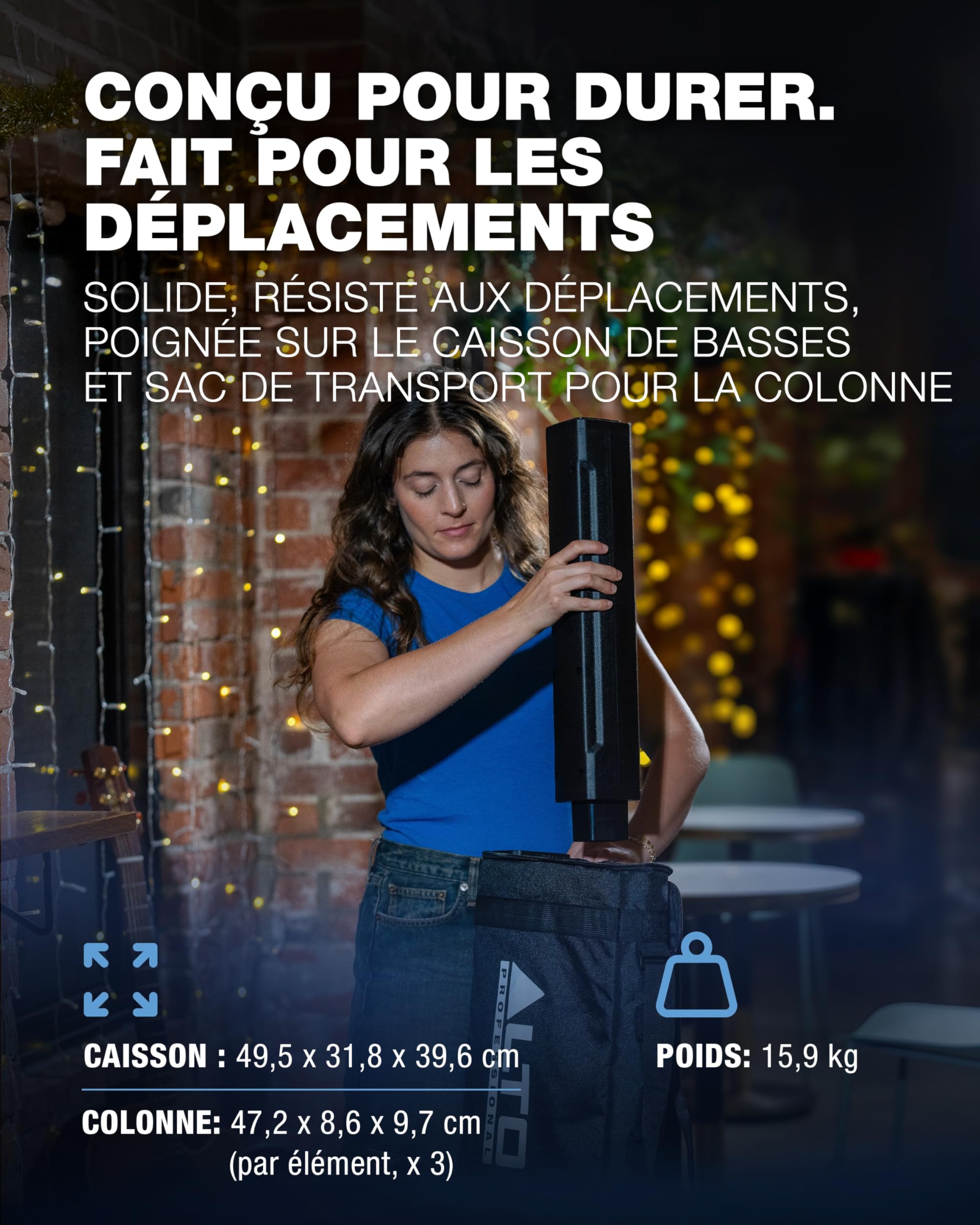 ALTO TS108C Ensemble Portable de Haut-parleurs Actifs 600 Watts avec mixeur numérique 3 canaux, Bluetooth et App de Commande, pour Musiciens Solo, DJ et salles de Spectacle