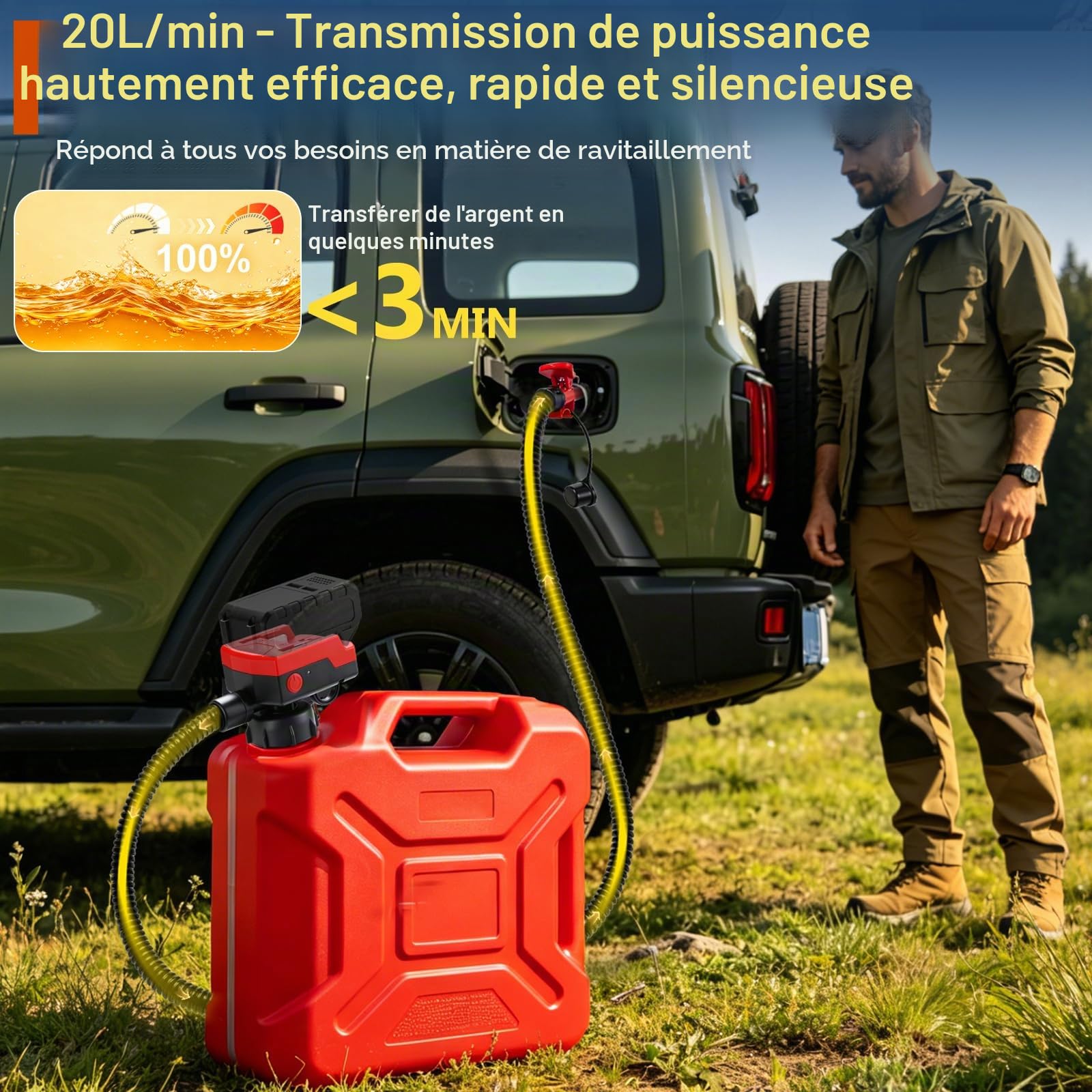 Pompe a carburant avec arrêt automatique et alarme,20L/min,pour essence,diesel et huile.Compatible avec les batteries Makita 18V LXT (BL1850, BL1830, BL1840, etc.).pompe electrique carburant portable.