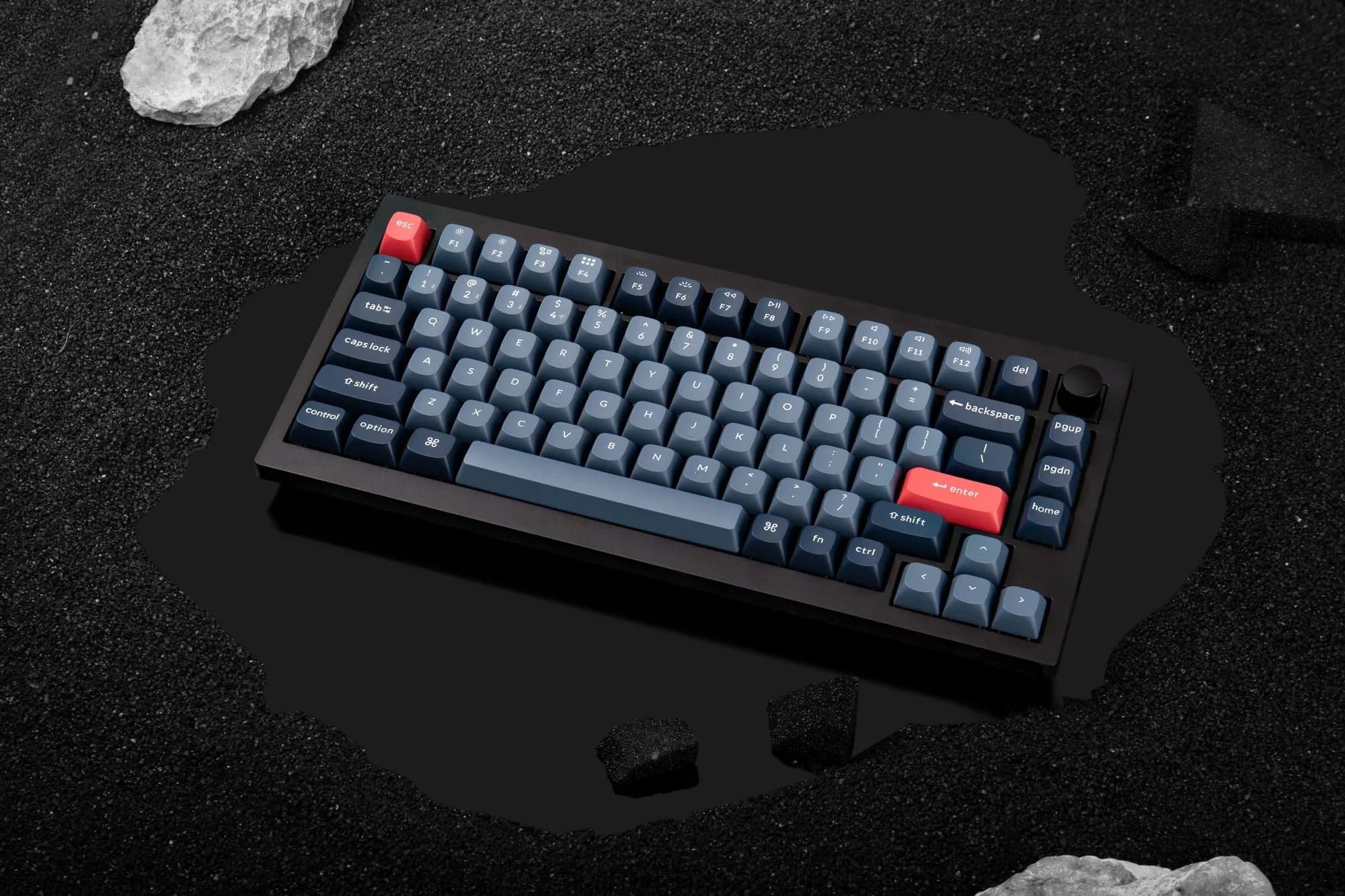 Keychron V1 MAX Tastiera Meccanica Wireless, layout al 75% QMK/VIA programmabile con Hot-swappable Gateron Jupiter Banana Switch compatibile con Mac Windows Linux - Versione con manopola (ANSI/US)