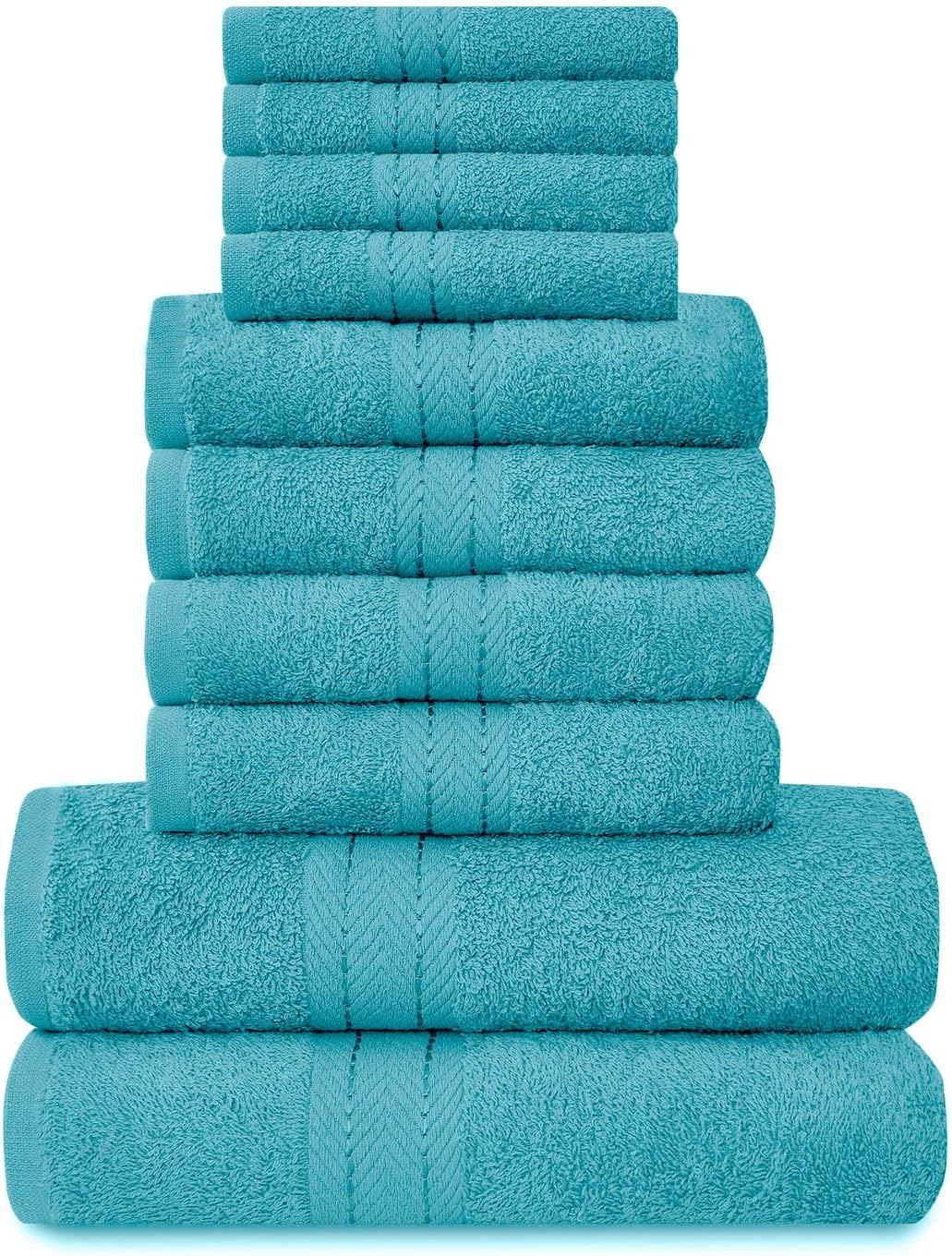 GC GAVENO CAVAILIA 10-Piece Towel Bale Set - Soft & Absorbent 450 GSM Bathroom Towels - Includes 2 Bath Towels, 4 Hand Towels, 4 Face Cloths - Premium Quality, Machine Washable - Teal — image 1