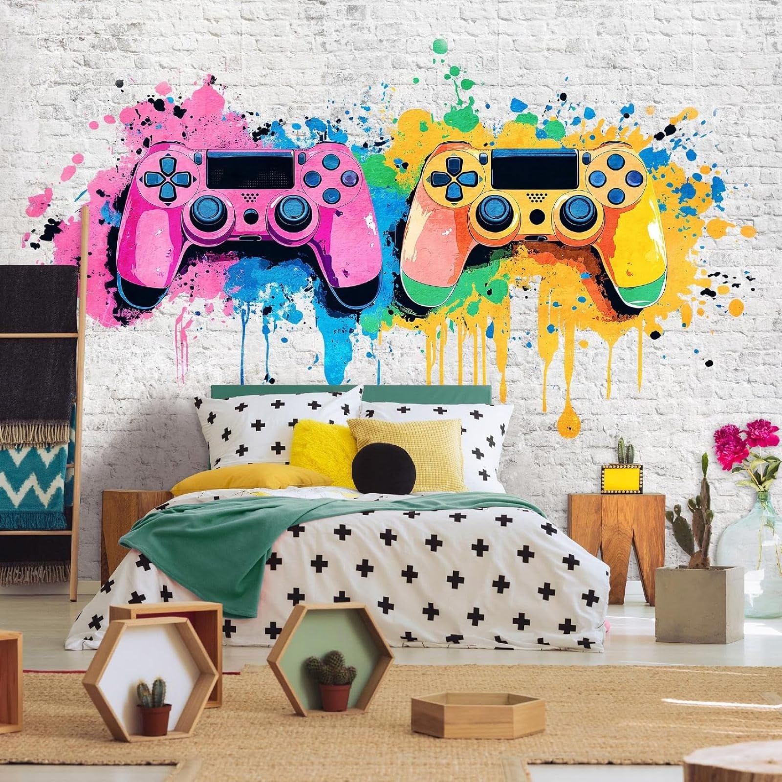 Kfjhgbdshhj Girls 3D Mural Photo Mural-Wallpaper For Children's Room Game Console - For Children And Boys - Teenage Room - Children's Room Game For Gamers Gamers,250Cmx175cm Poster - Wall Sticker - Frameless Pi