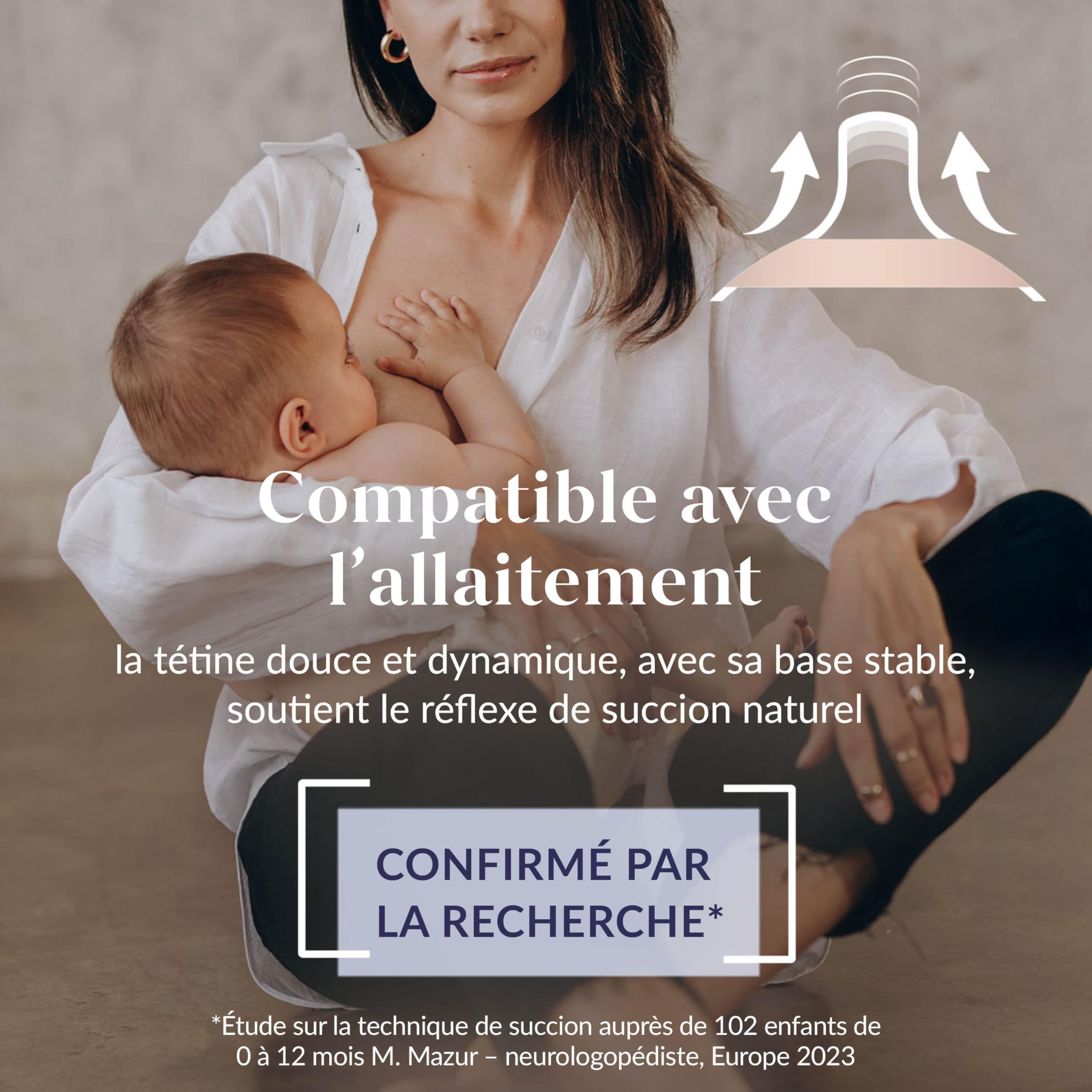 Difrax LOVI Biberon Mammafeel - 330 ml, Tétine dynamique, Compatible avec l'allaitement, Sans BPA