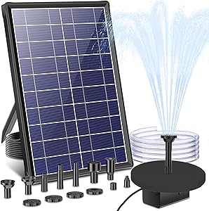 Fuente de Agua Billing 7.5W Con Bomba Solar para Estanque de Peces, Jardín, Piscina y Tanque de Almacenamiento - Incluye Manguera de 12 Boquillas