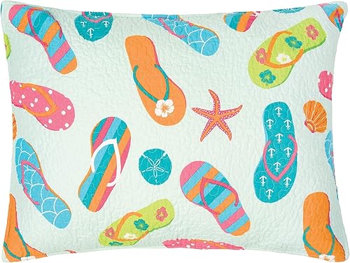 Miniatura 3 de C&amp;F Home Flip Flop Life - Juego de edredón de 3 piezas tamaño King, colcha reversible de playa tropical costera para primavera y verano, juego de 3
