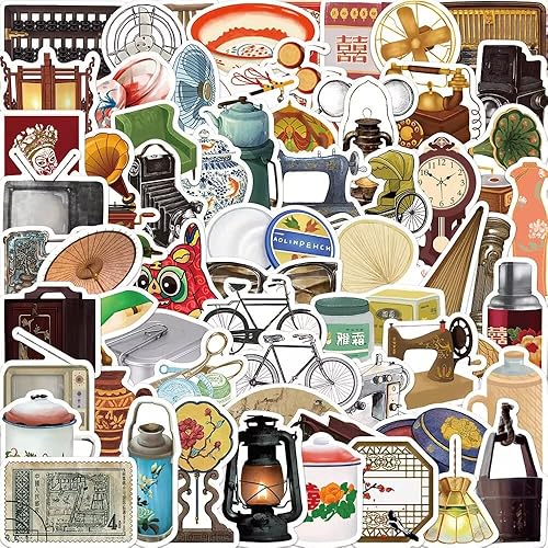 Calcomanías retro de 65 hojas de vinilo de cultura retro para adultos impermeables para laptops botellas de agua teléfonos celulares monopatines