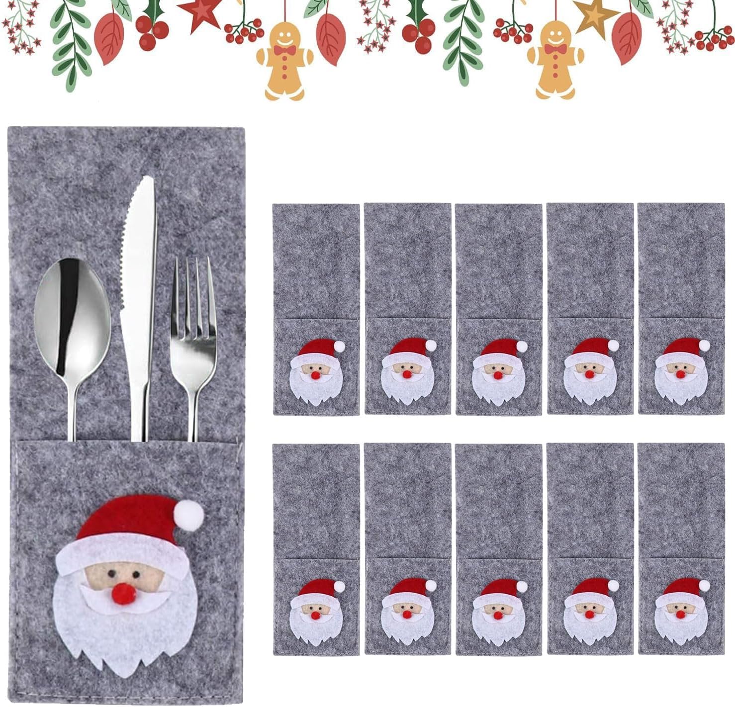 Besteckhalter Weihnachten Filz,12 Stück Bestecktasche Tannenbaum,Weihnachtsbaum Besteckhalter,Bestecktasche Weihnachtsbaum,Weihnachts Messer Gabeln Löffel Geschirr Besteck Taschen,für Party Tisch