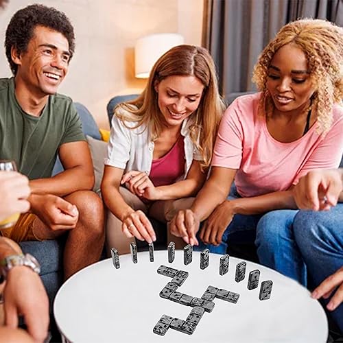 Miniatura 9 de Vovotuzzi Juego de 28 fichas de dominó para adultos y niños de 8 años en adelante para la noche de juegos de familia (gris)