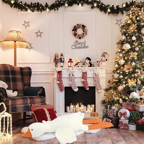 Miniatura 4 de HPOSAN Juguete de peluche de ganso, lindo peluche gigante de ganso blanco, peluche de pato súper suave para abrazar (B 35 pulgadas)