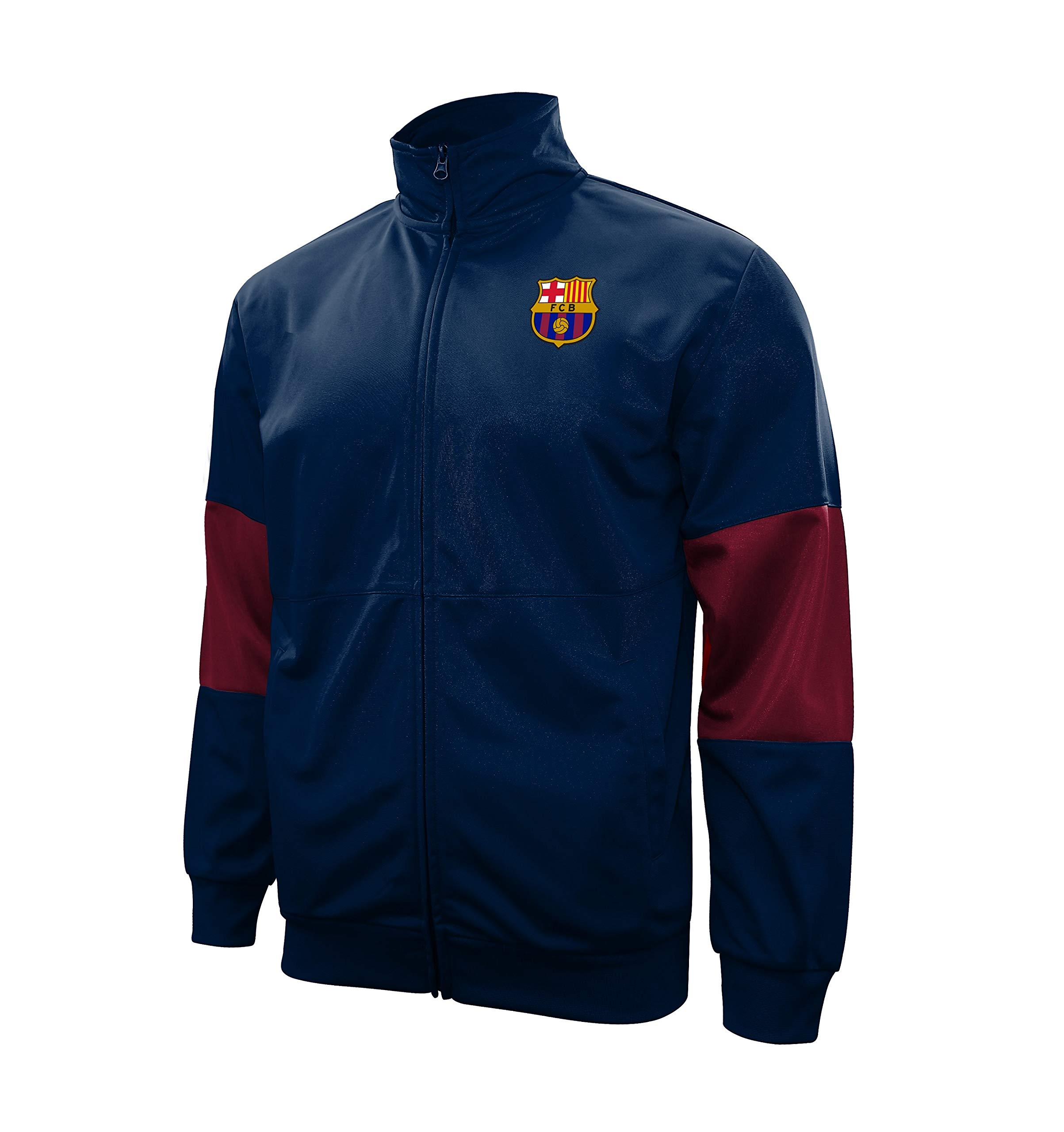 Icon Sports Soccer Track Jacket – Official Men’s FC Barcelona Barca World Football Club Team Casual Full Zip Up Active Adult Training Top FCB49TJ-N L