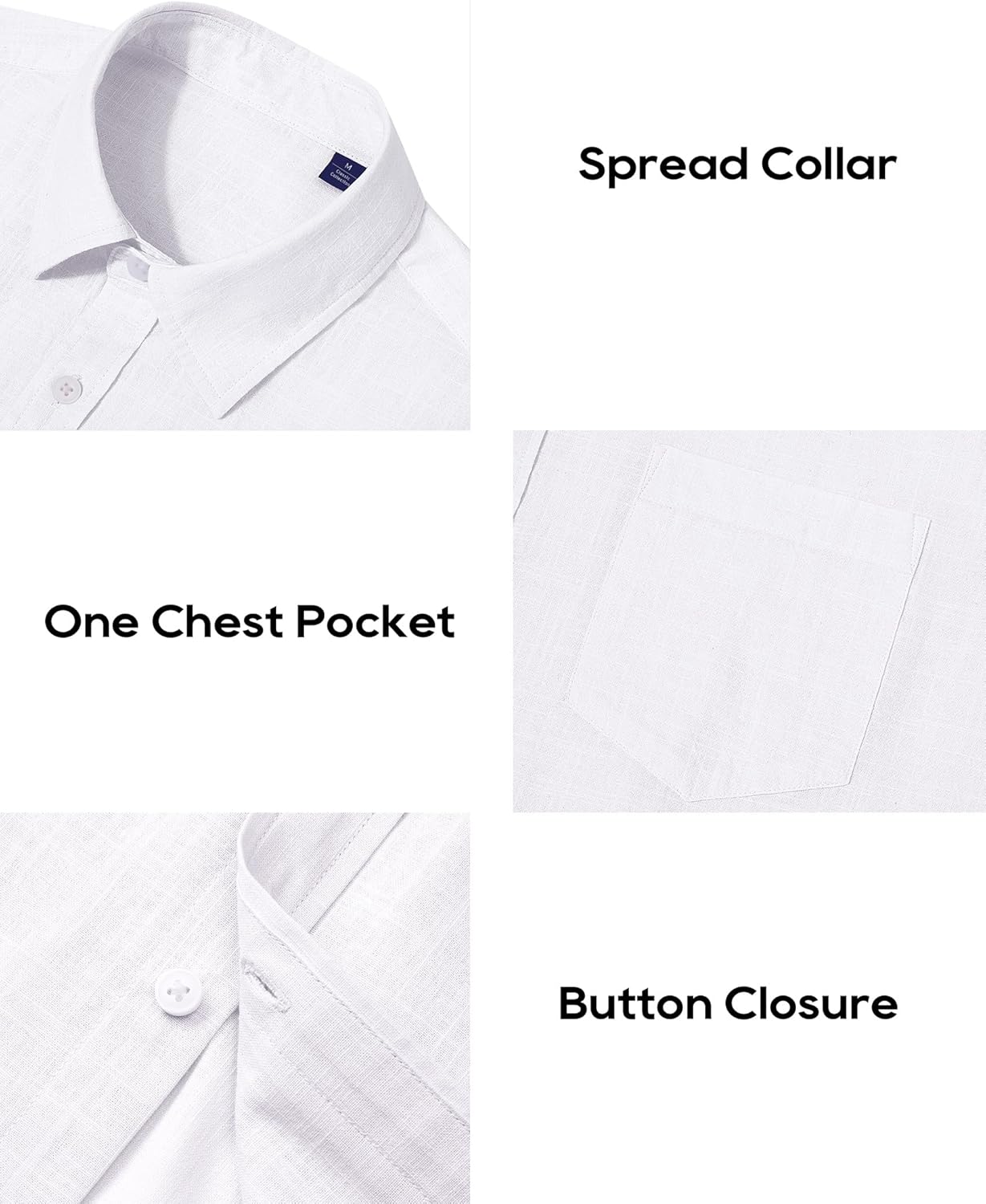 Alimens & Gentle Linen Shirts for Men Long Sleeve Casual Cotton Button Down Shirts Summer Beach Wedding Tops with Pocket - Image 5