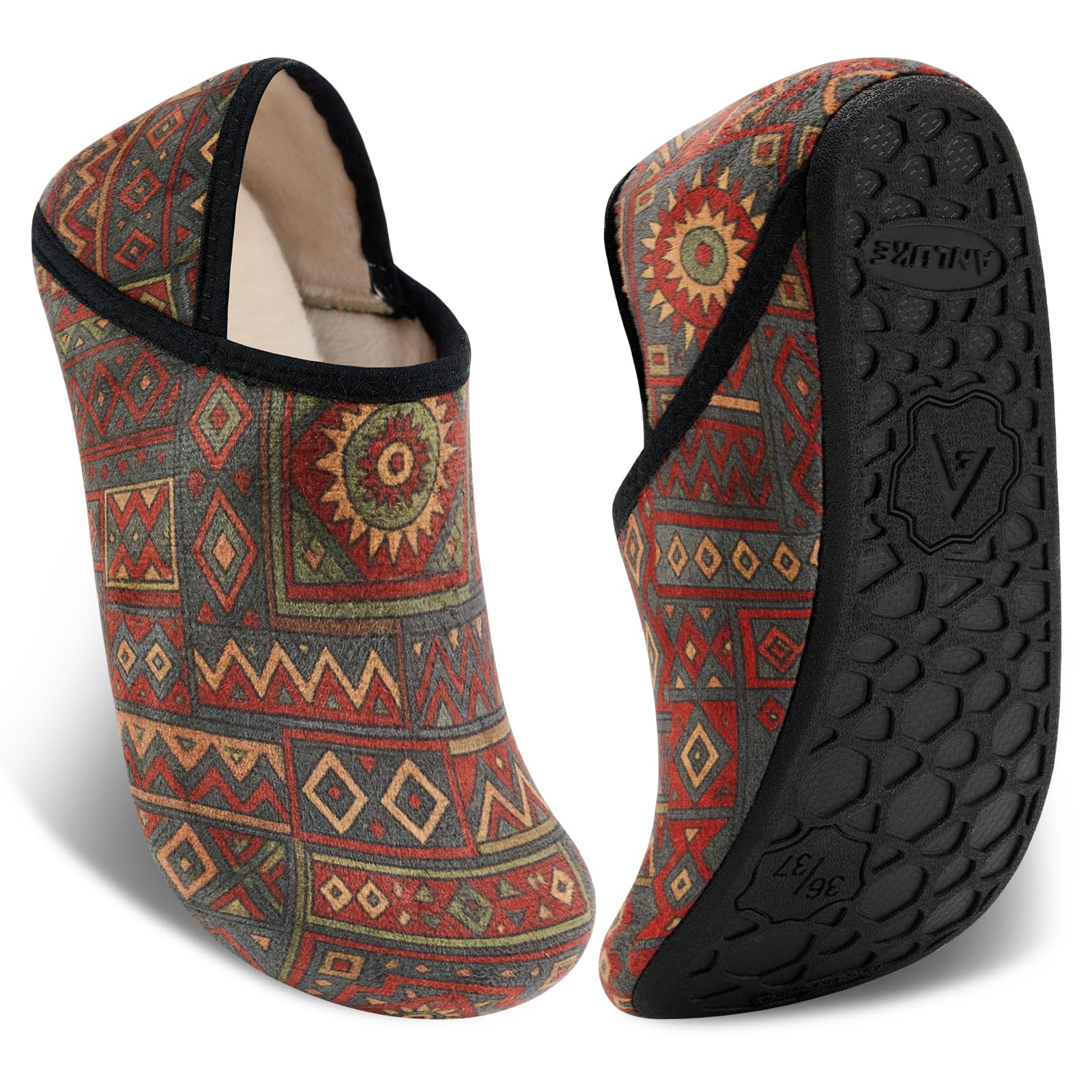 ANLUKE House Slippers for Women Men with Rubber Sole Soft Lightweight Indoor Outdoor