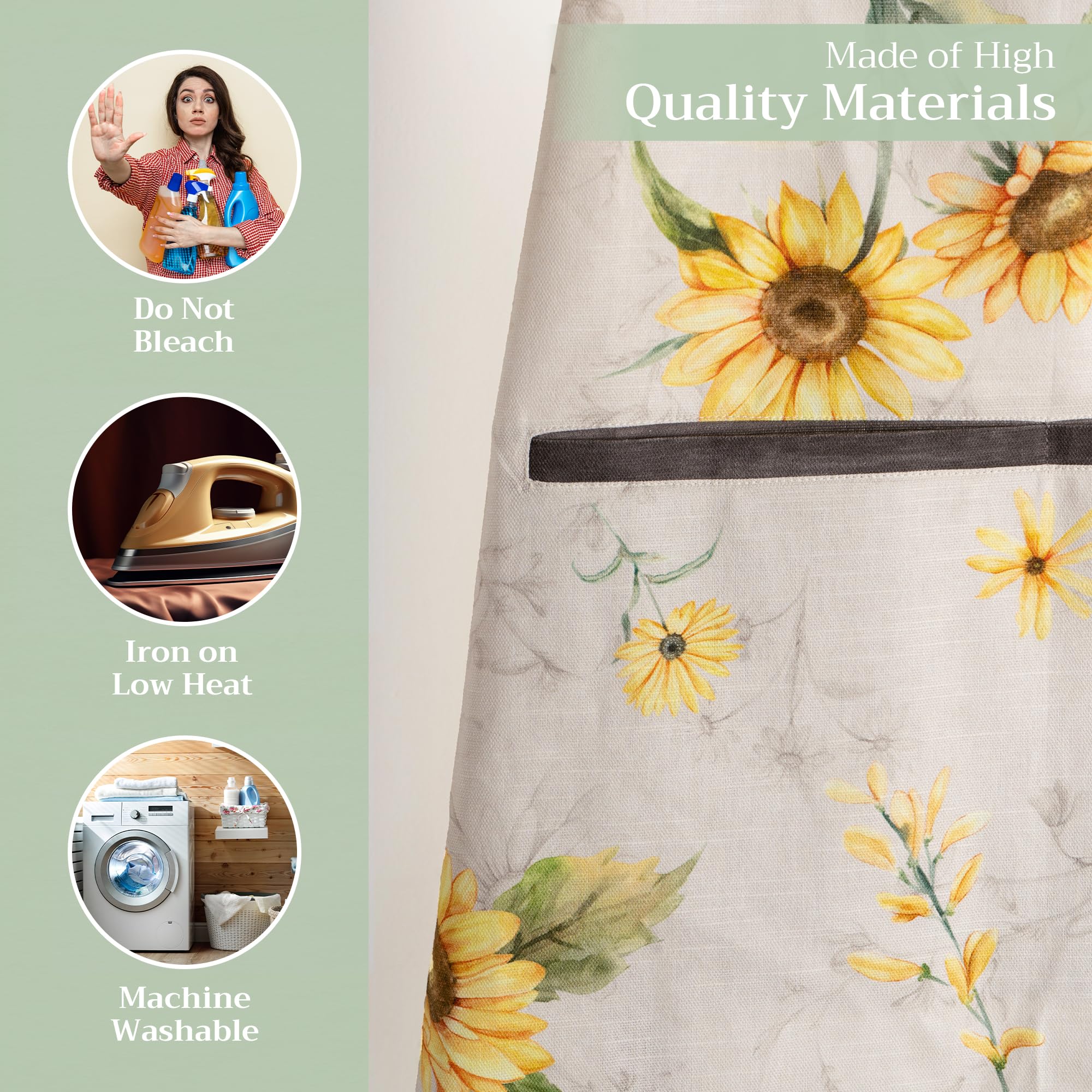 Maison d' Hermine 100% Cotton 1-Piece Kitchen Apron for women with Pocket Chef Apron and Mothers Day Gifts - Image 3