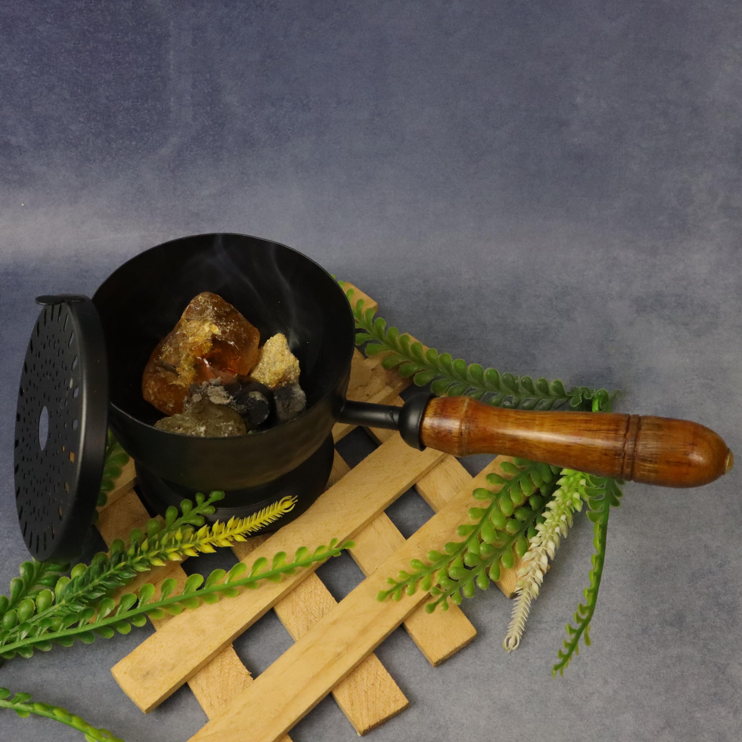 Putrika Dhoop | Dhuna | Loban | Sambrani | Karpoor | Bakhoor | Dani | Incense | Aroma Diffuser |Haran Samgiri|Camphor|Stand|Holder|Iron|Home|Office|Pooja|Puja|Room|Charcoal(Planter Burner 21cm) 2