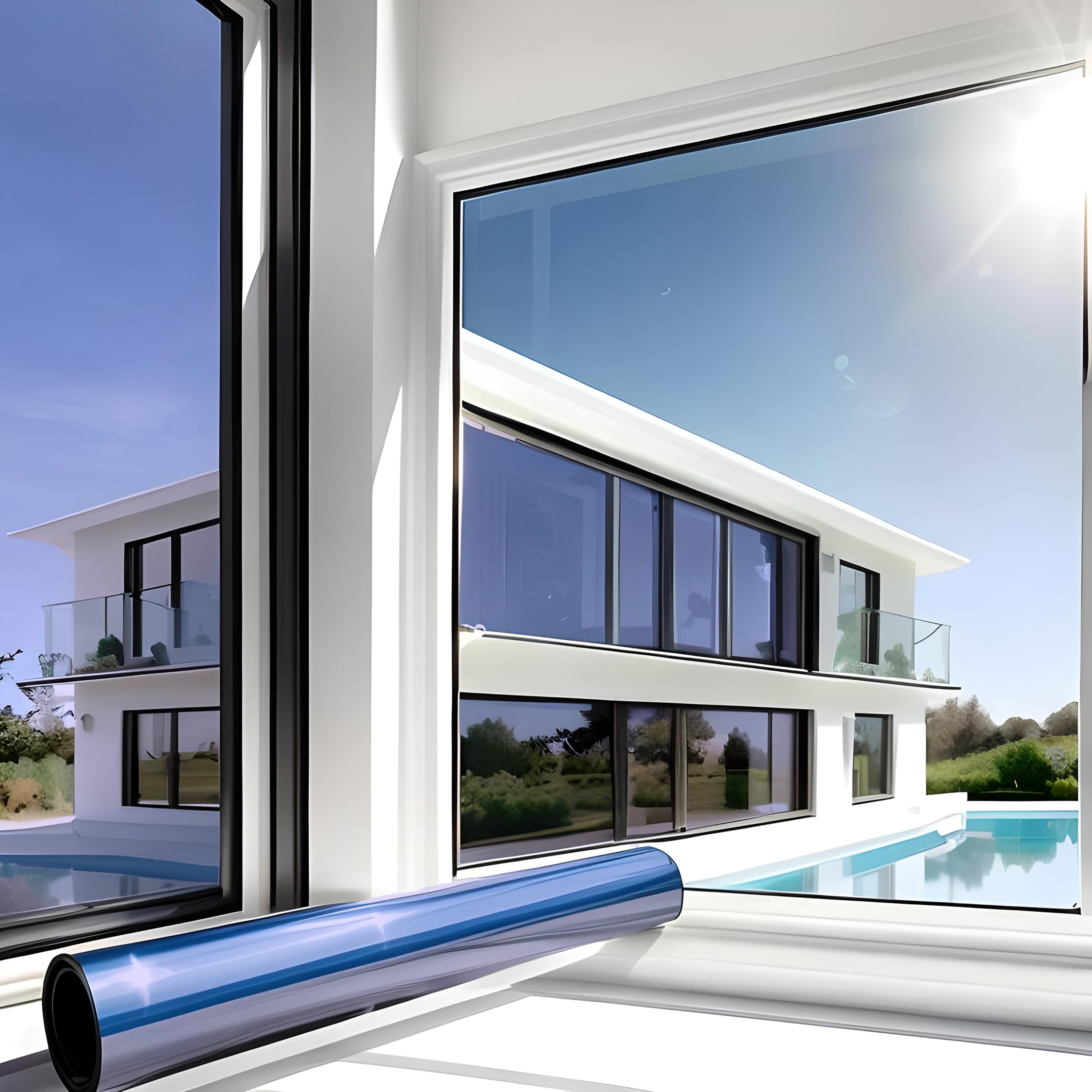 MARAPON Spiegelfolie Fenster Sichtschutz Blau 1,18x20 m Fensterfolie Blickdicht von aussen tagsüber Sonnenschutzfolie Fenster innen UV Schutz statisch haftend Hitzeschutz Wärmeschutz Innenanbringung