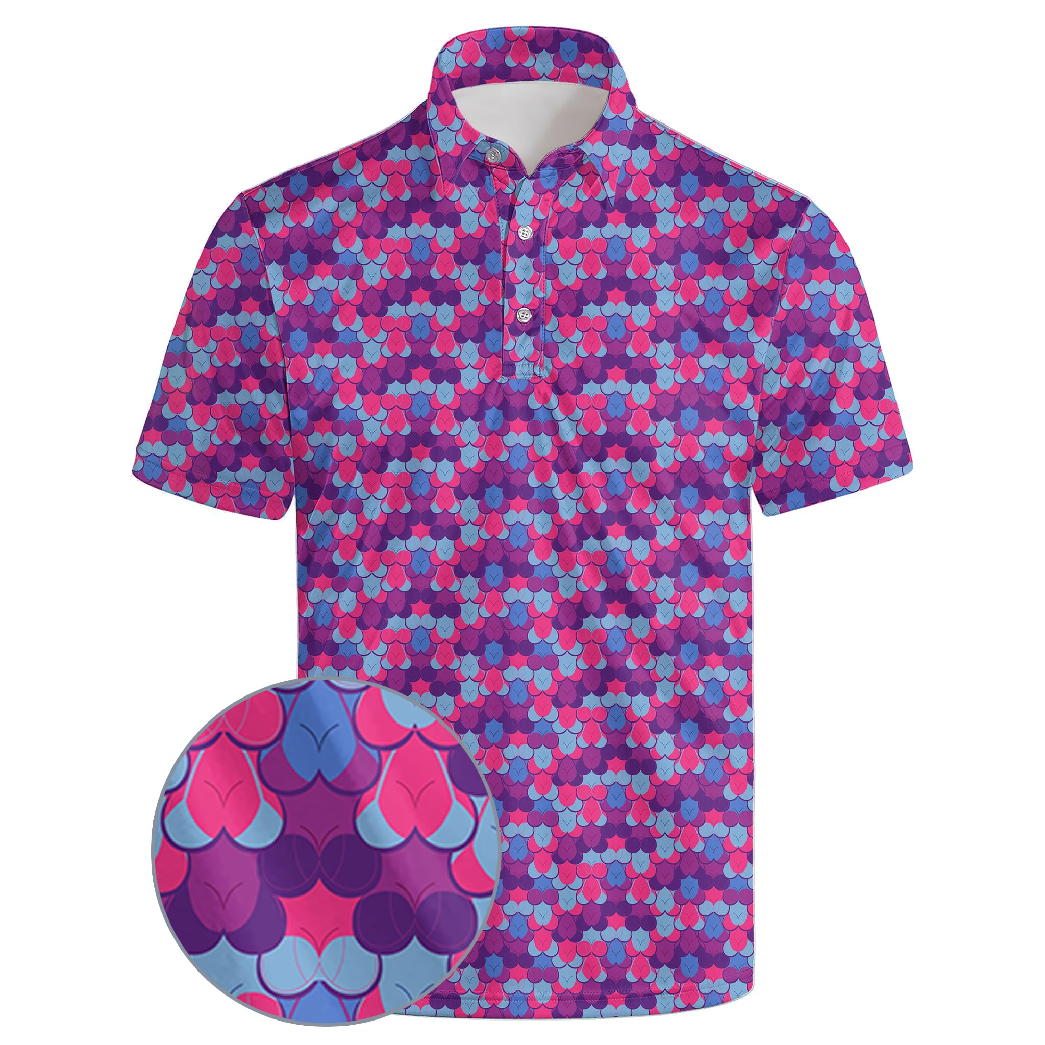 wunjqen Golf Polos for Men Funny Moisture Wicking Golf Shirts Performance Quick-Dry Polo Shirts Short Sleeve