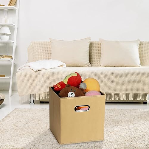 Miniatura 6 de SEVENDOME Contenedores de almacenamiento de tela de tela, organizador de cubos de tela con asas dobles, cestas de almacenamiento plegables para el