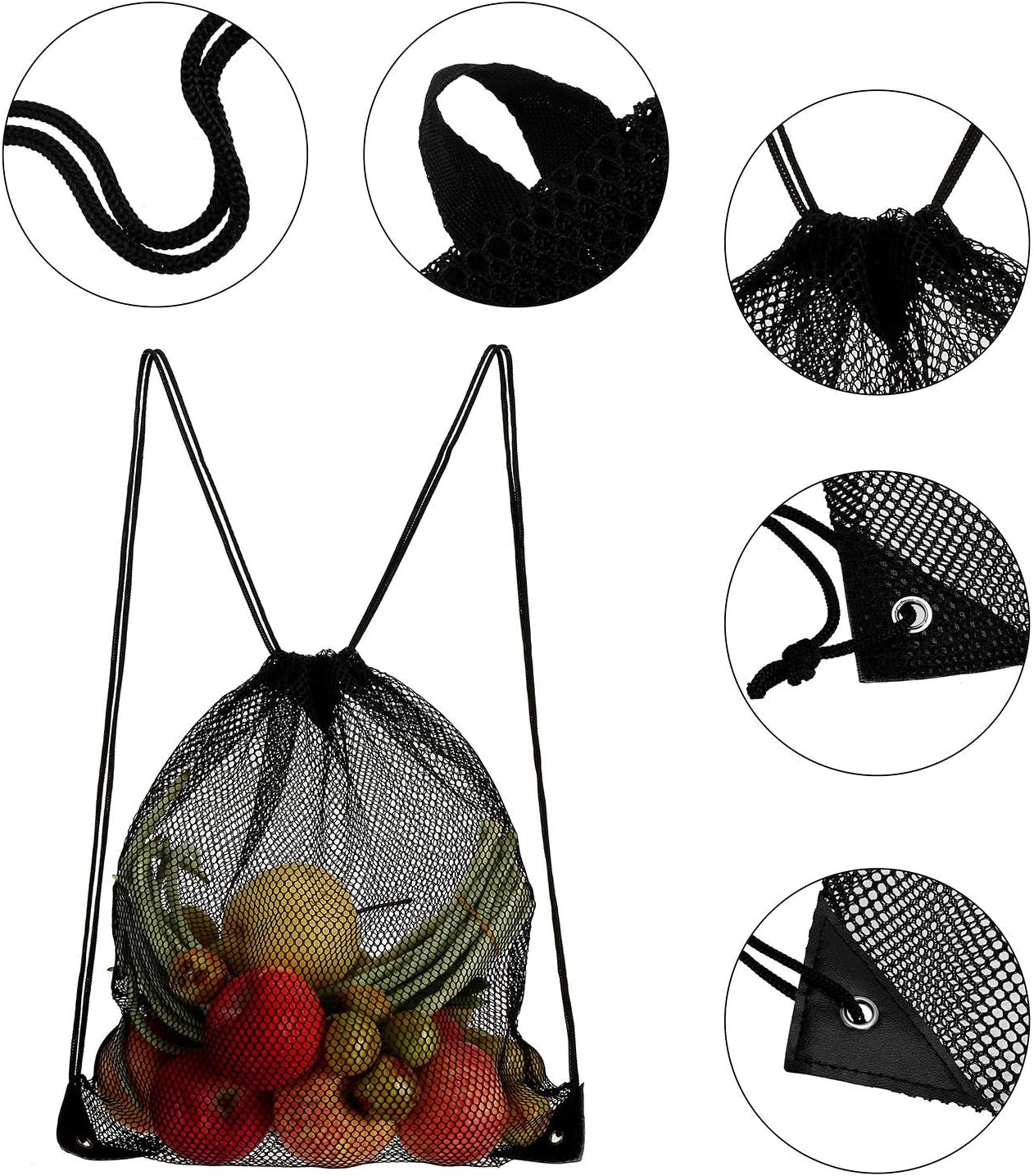 Tebery 4 Pack Heavy Duty Mesh Drawstring Backpack Bags 18 x 15 Inches Sport Equipment Storage Bag with Shoulder Straps for Beach, Swimming,Toys : Sports & Outdoors