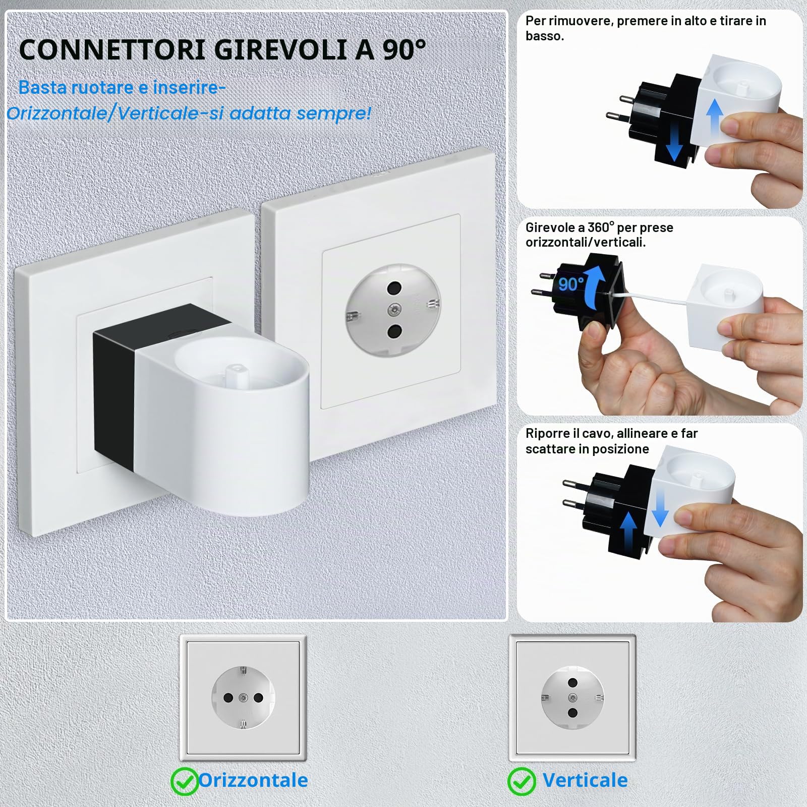 Teeteck Caricatore per spazzolini elettrici Oral-B, caricatore da parete con cavo riponibile, compatibile con Genius/Pro/Smart/Vitality/Kids/io2/io3/io4/io5/io6etc(tranne IO7/8/9/10 e Pulsonic) DE