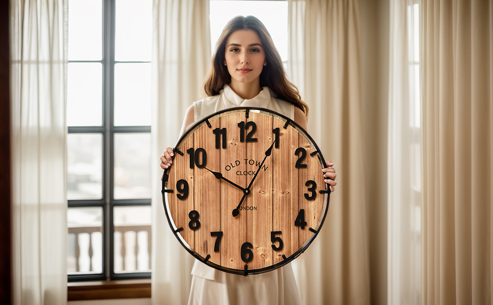 Amazon.com: EMAX HOME Large Old Town Farmhouse Wall Clock 24 Inch