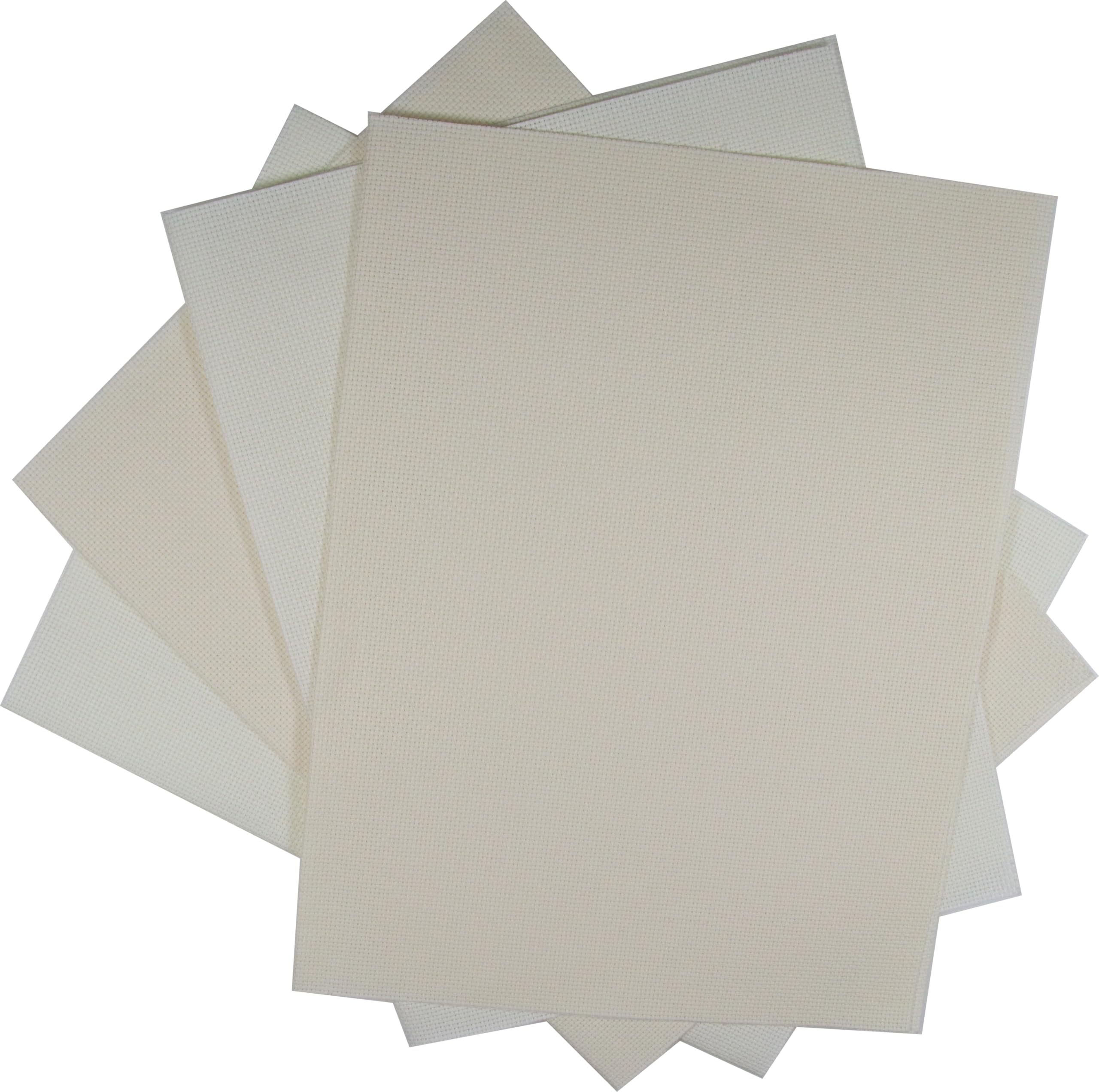 KCS 4/6 pc of 12" x 18" 30cmx45cm 16CT Counted Cotton Aida Cloth Cross Stitch Fabric (Antique White+Cream, 4 pc)