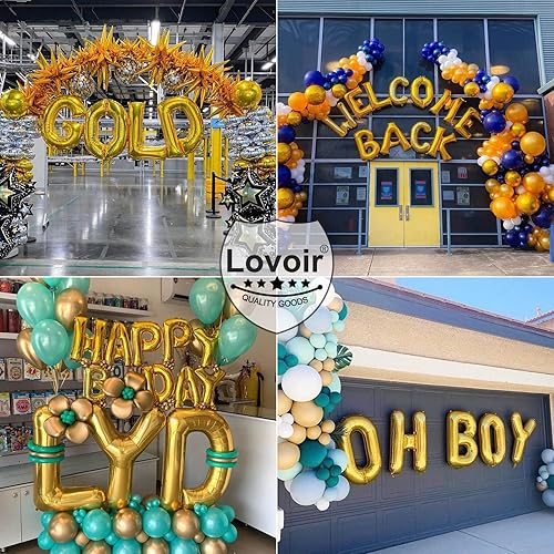Miniatura 4 de Lovoir Globos grandes de 40 pulgadas con la letra T dorada de gran tamaño, globo de helio de aluminio de Mylar para decoración de fiesta de