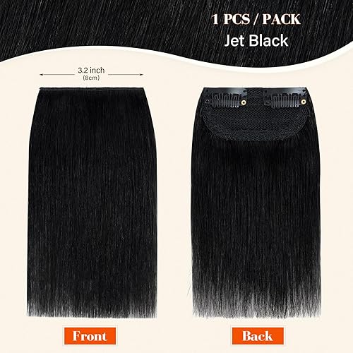 Miniatura 2 de S-noilite Extensiones de cabello corto con pinzas, cabello humano 100 % real, 1 unidad, 2 clips, extensiones de cabello con clip para mujeres con