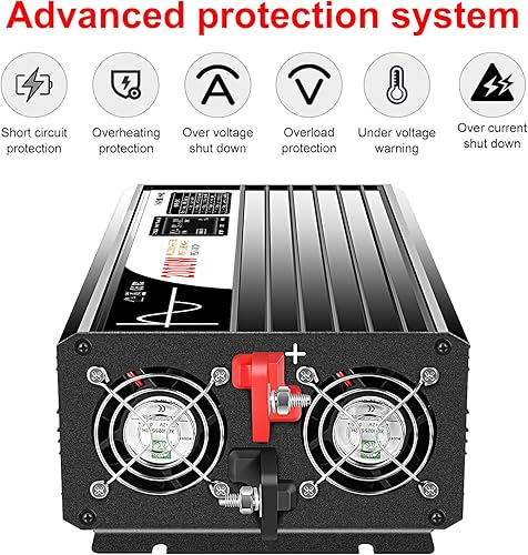 Miniatura 8 de Xijia Inversor de onda sinusoidal pura 2000 W Inversor de corriente (potencia máxima 4000 W) dc 12 V a 110 V 120 V ac convertidor de rv (DC12V