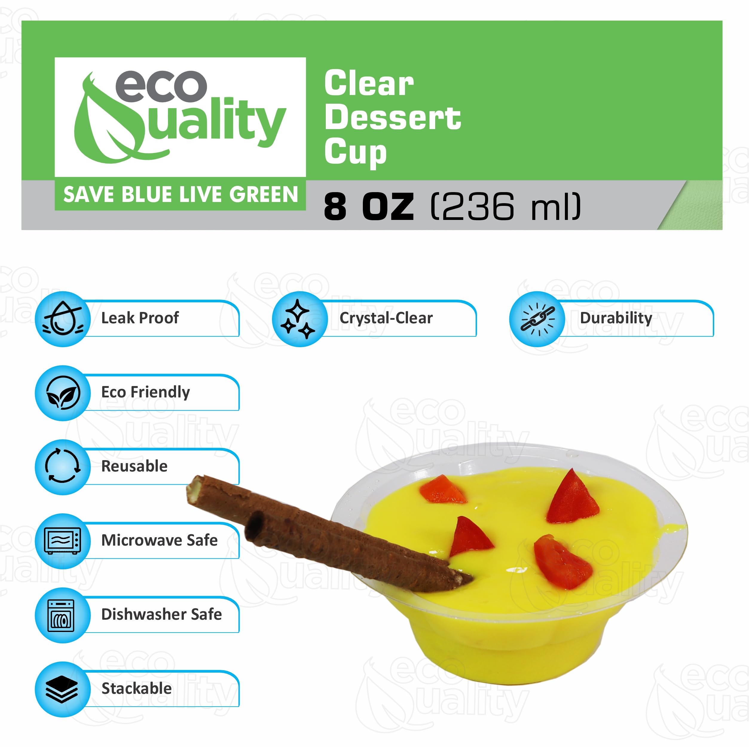 8oz Round Clear Disposable Dessert Sundae Cups - Clear Plastic Ice Cream Bowls for Parties, Weddings, and Catering - BPA-Free, Stackable, Dessert Cups, Yogurt, Parfait, Fruits, Serving Bowls (100)