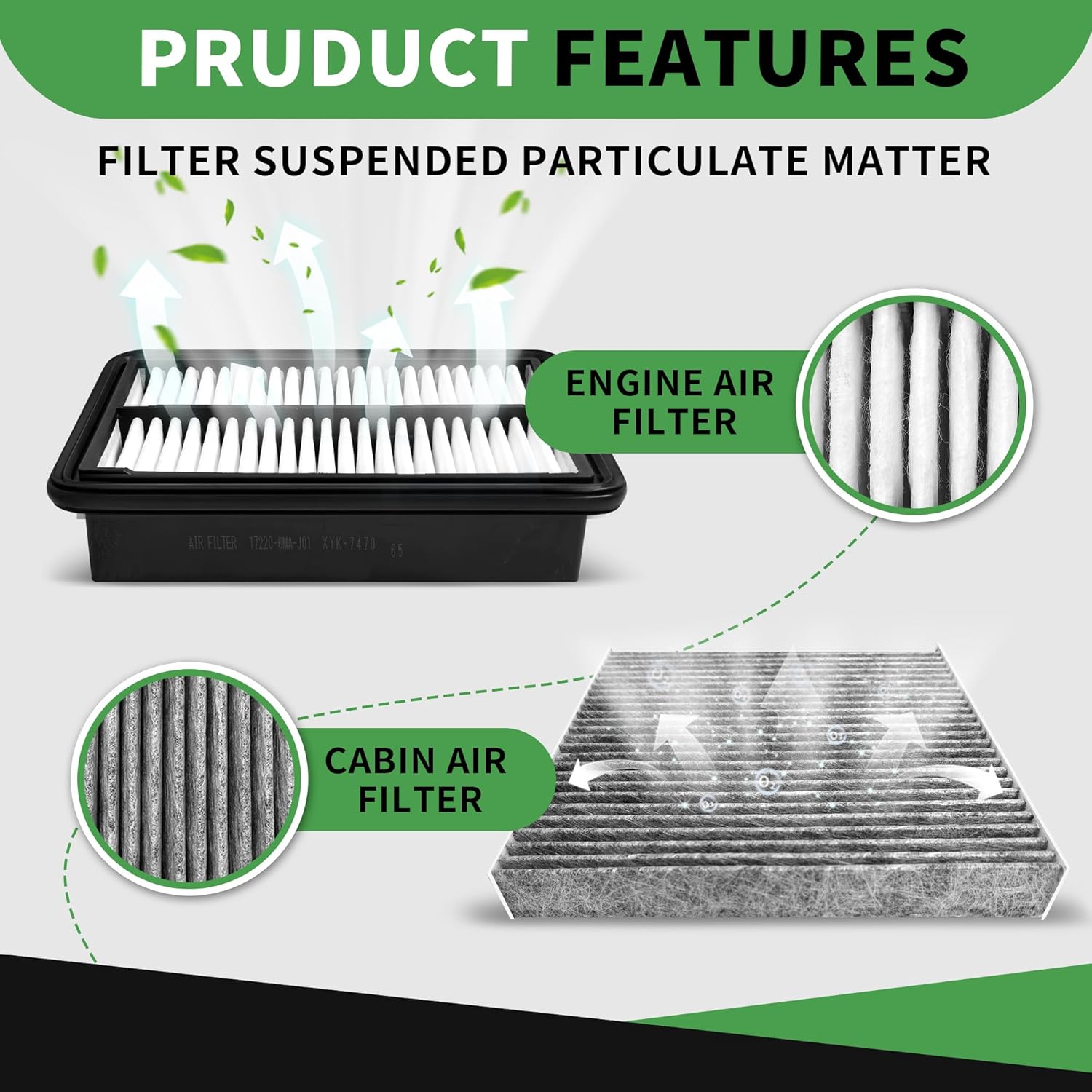 Cabin & Engine Air Filter Kit Fits for CRV CR-V Hybrid 2.0L 2023-2025, Accord Hybrid 2.0L 2023-2025, Replaces 17220-6MA-J01 80292-TF0-G01