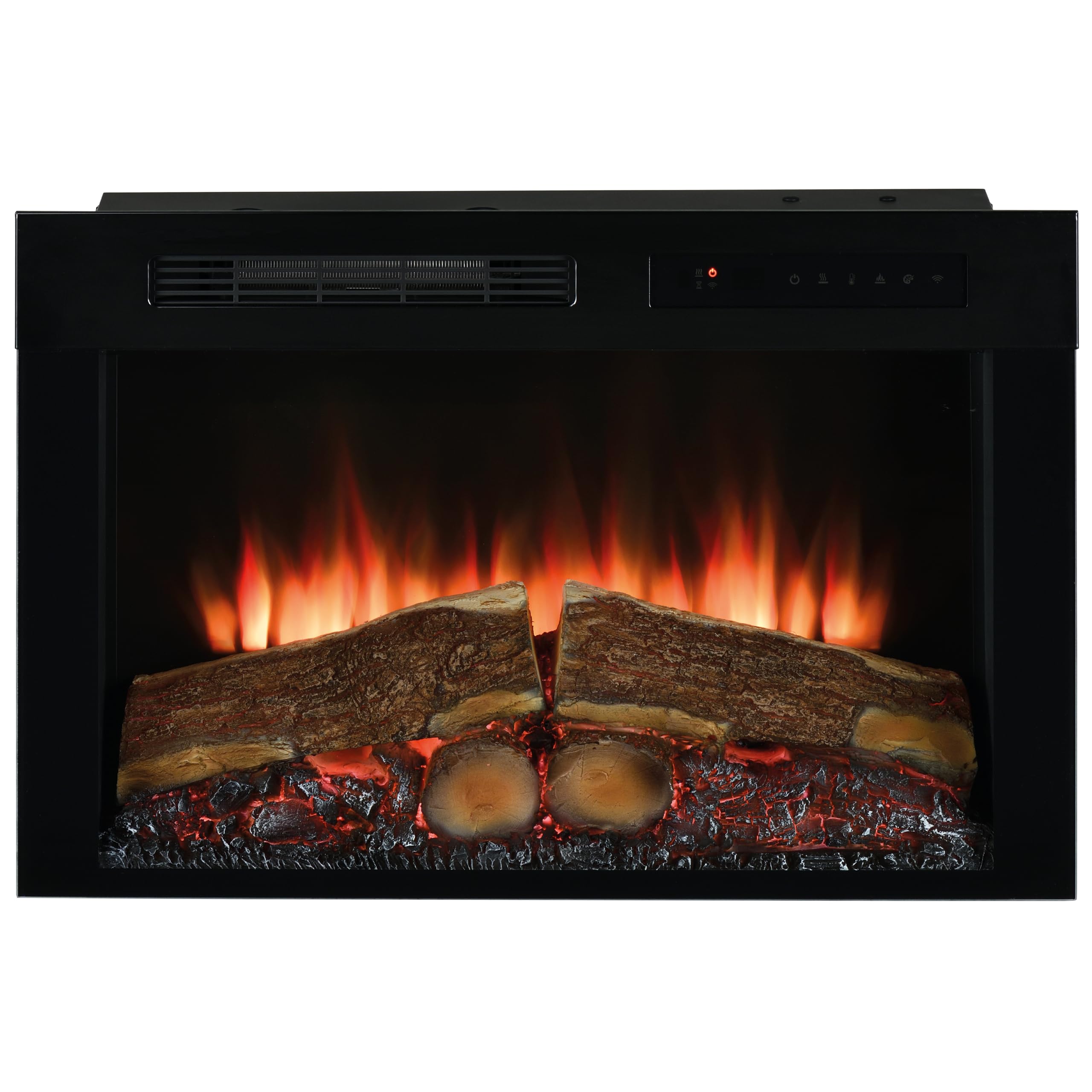 Dimplex Spark 26" Camino Elettrico da Incasso Camino Elettrico da Parete con Termoventilatore 2 kW Effetto Fiamma LED Optiflame, Velocità e Luminosità Regolabili Incluso Timer e Telecomando