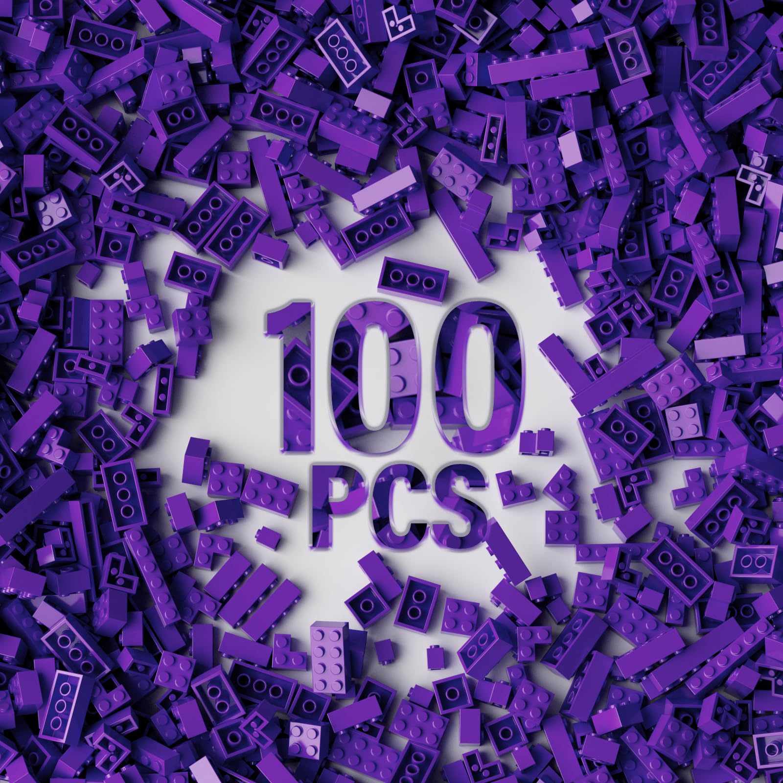 Photo 1 of 100 Piece Purple Classic Building Blocks, 12 Size Bricks Bulk, Compatible With Lego Parts and Pieces
