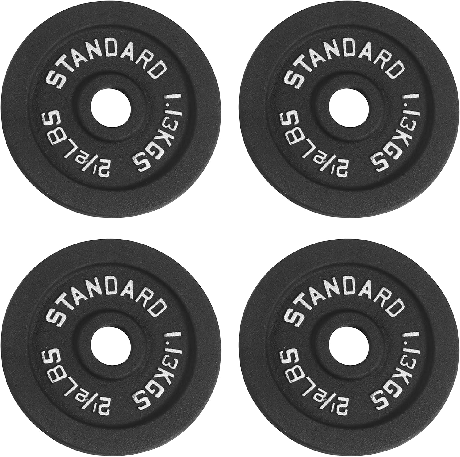 Cast Iron Plate Weight Plate for Strength Training and Weightlifting, Olympic or Standard, Multiple Sizes 2.5LB (Set of 4) Standard (1-Inch Center)