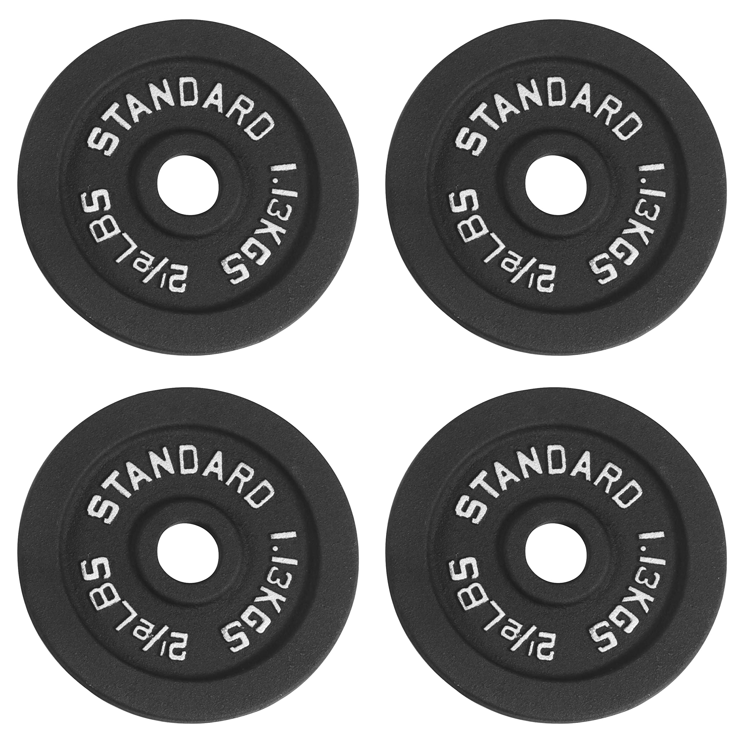 Cast Iron Plate Weight Plate for Strength Training and Weightlifting, 1-Inch Center (Standard), 2.5LB (Set of 4)