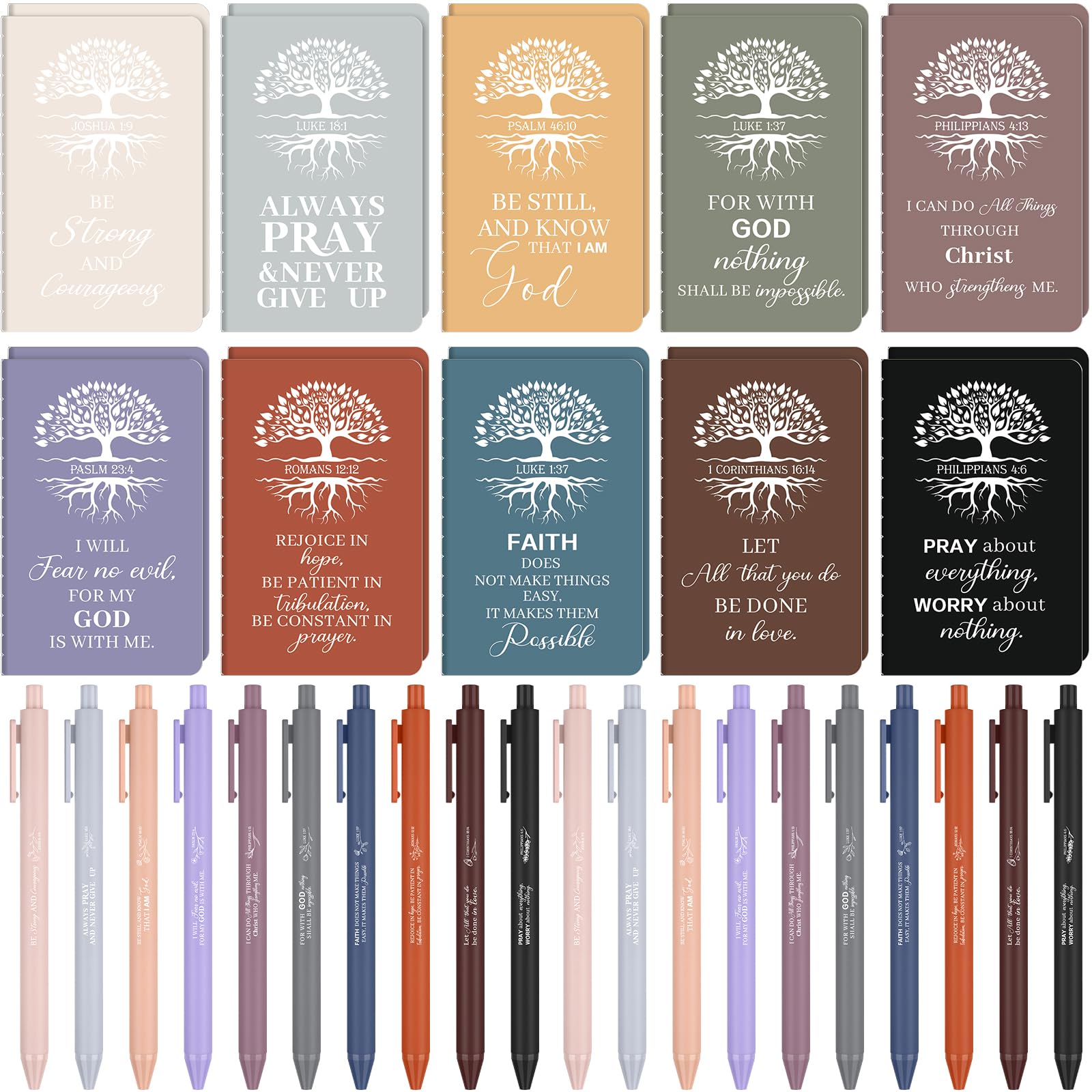 40Pcs Christian Notebook with Ballpoint Pen Bible Verse Notebook&Pen Gift,Inspirational Journal Notepad Bulk Religious Bible Memo Pad&Pen Religious Notepad with Pen for Church Sunday School Supply
