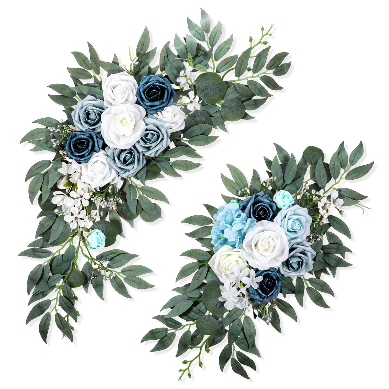 Photo 1 of Aeaocvo 2 Packs Wedding Arch Flowers, 28”/20” Blue Artificial Flower Swag for Wedding Welcome Signs Ceremony, Reception, Floral Arch Arrangement, Backdrop Decoration