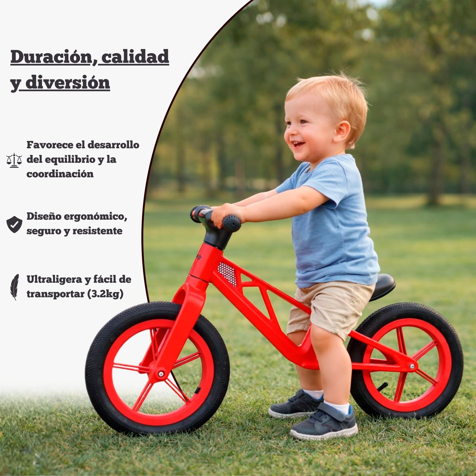 Edibaby, Bicicleta Niño 2 Años, Sin Pedales, Bici Infantil para Aprender Equilibrio, 2 a 5 Años, hasta 25 kg, Ideal como Juguete y Regalo