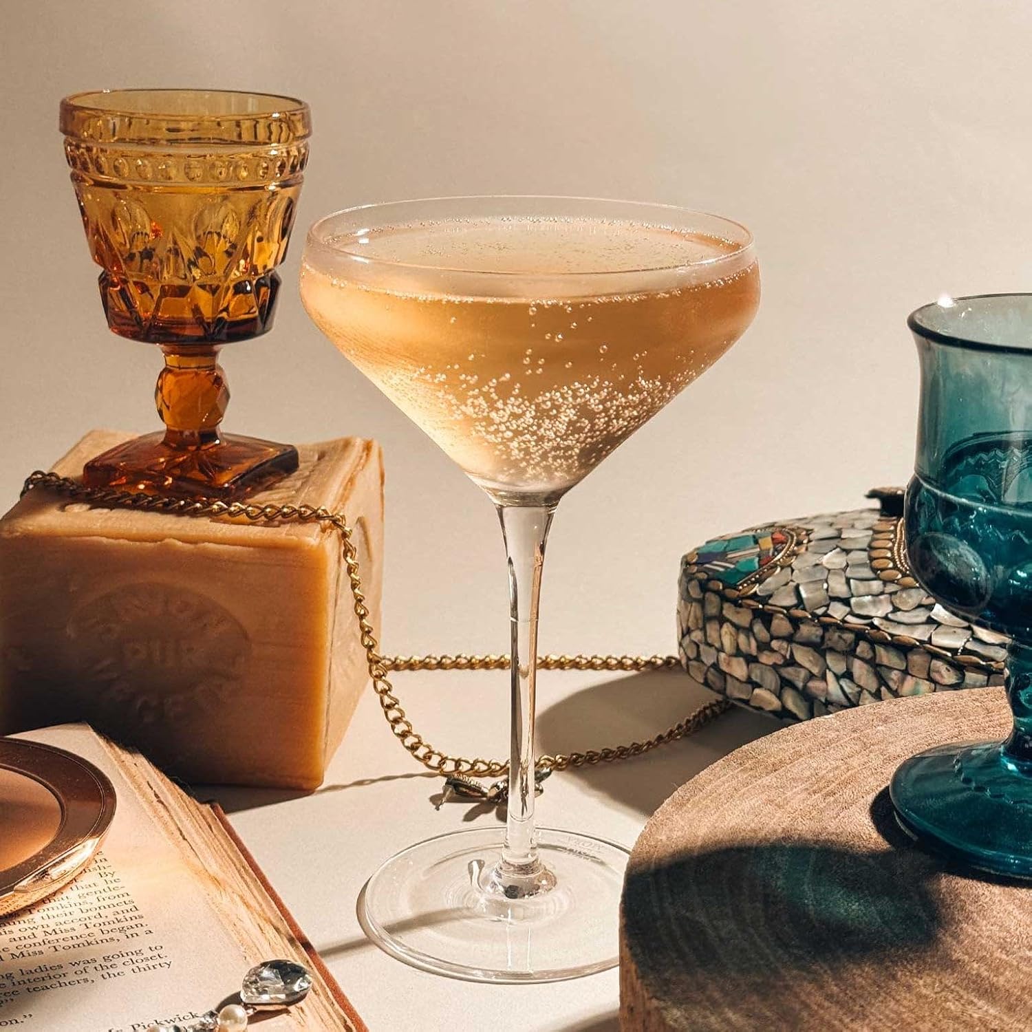 MORA PURE The Remy Coupe - Set of 4, 8oz Handblown Premium Crystal Martini Glasses for Cocktail, Gin & Tonic, Cosmopolitan, Manhattan, Bar, Fancy Mixology, etc. Modern Angle Drinking Glassware - Image 6