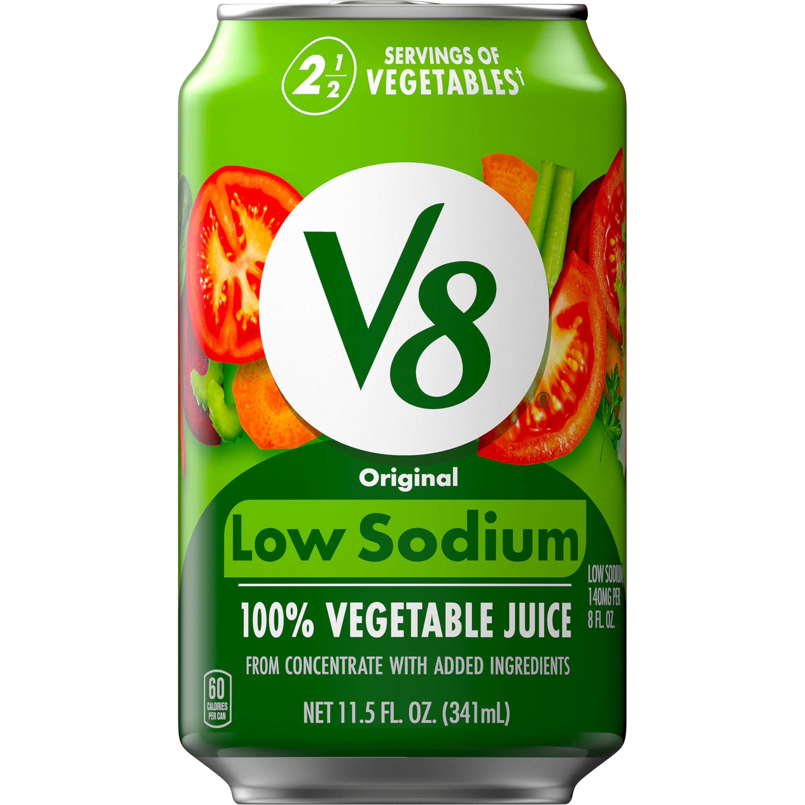 V8 Low Sodium Original 100% Vegetable Juice, 11.5 fl oz Can